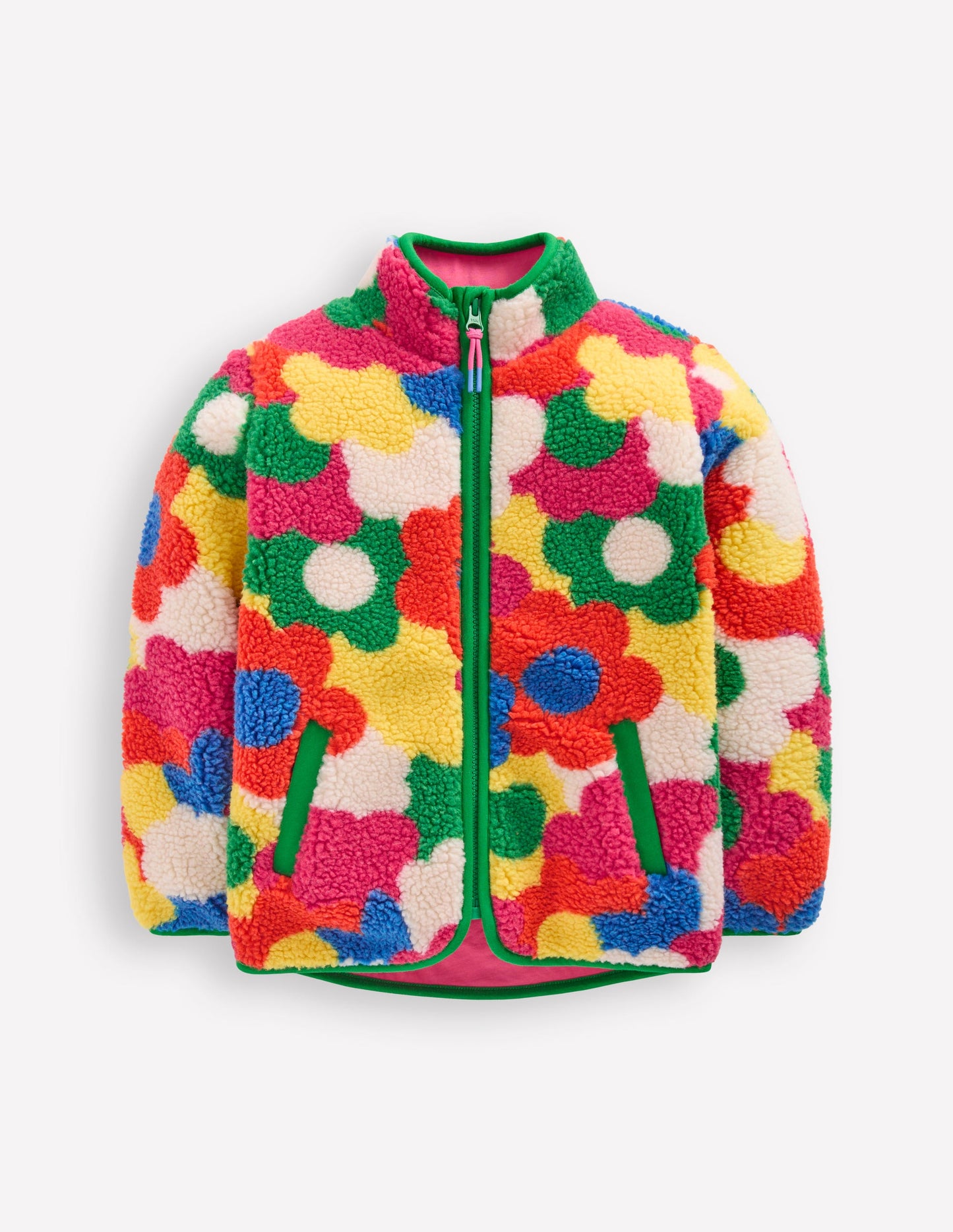 Eden Teddyfelljacke mit durchgehendem Reißverschluss-Bunt Flower Power