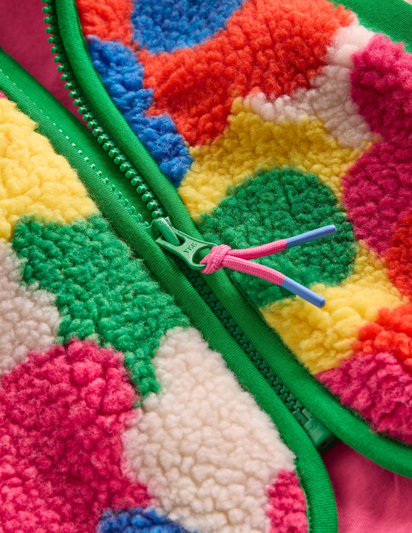 Eden Teddyfelljacke mit durchgehendem Reißverschluss-Bunt Flower Power