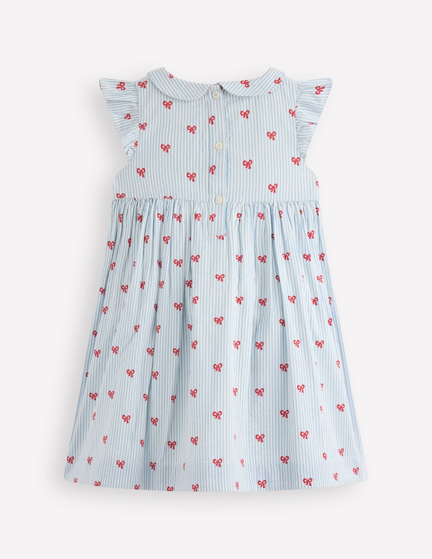 Adeline Gesmoktes Kleid-Gletscherblau Winzige Schleifen