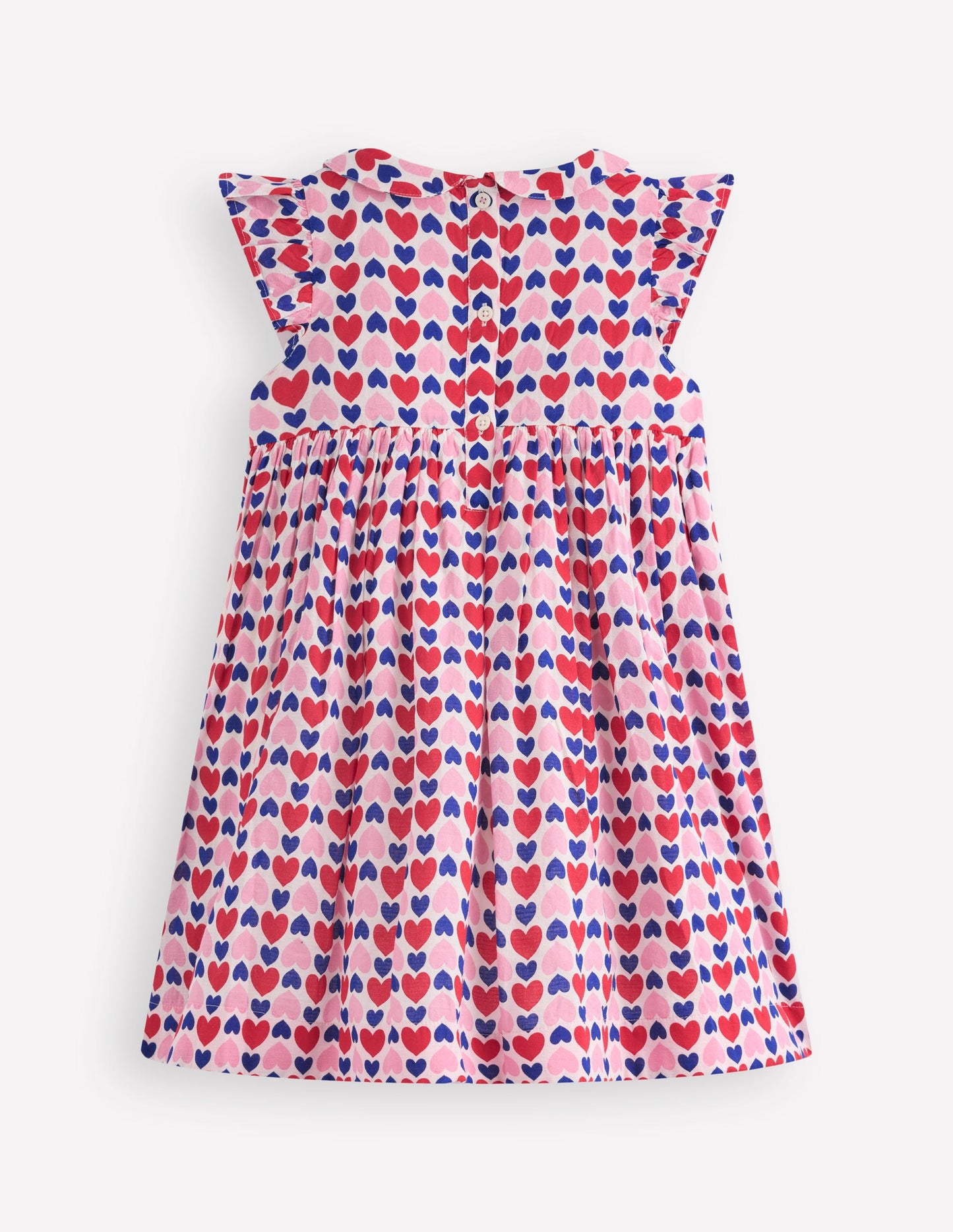 Adeline Gesmoktes Kleid-Mohnblumenrot Geometrisches Herzmuster