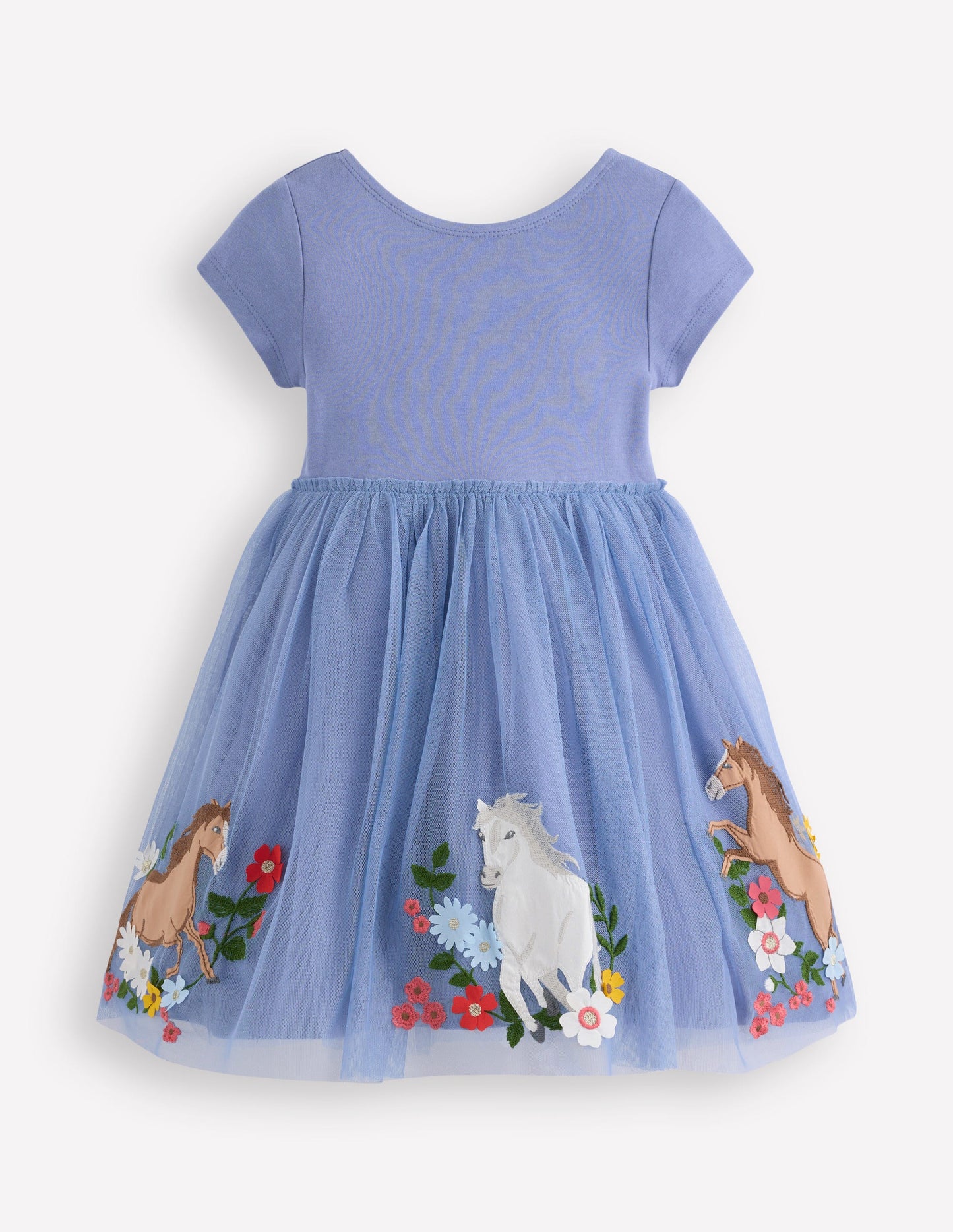 Robe Ami en tulle à appliqué-Chevaux bleu clair
