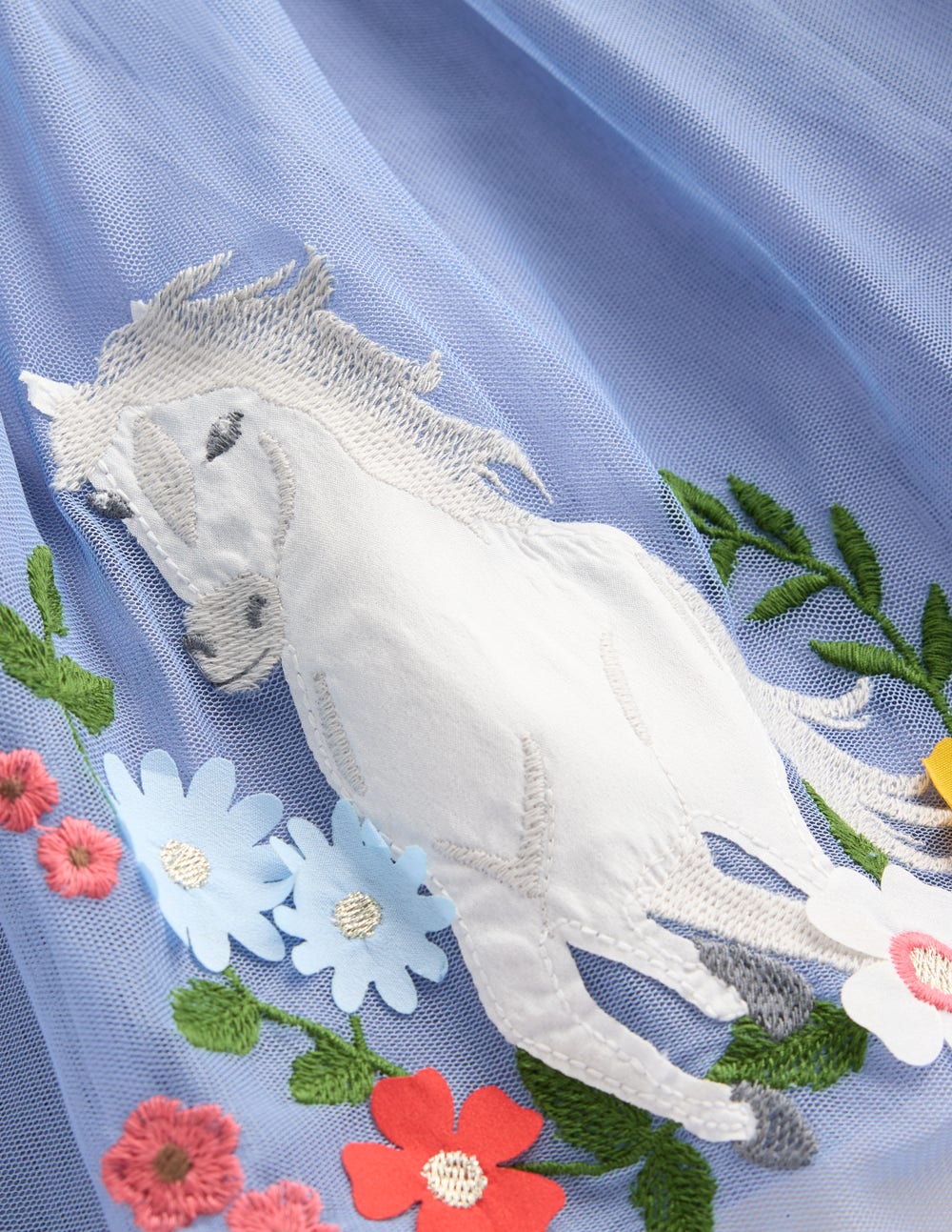 Robe Ami en tulle à appliqué-Chevaux bleu clair