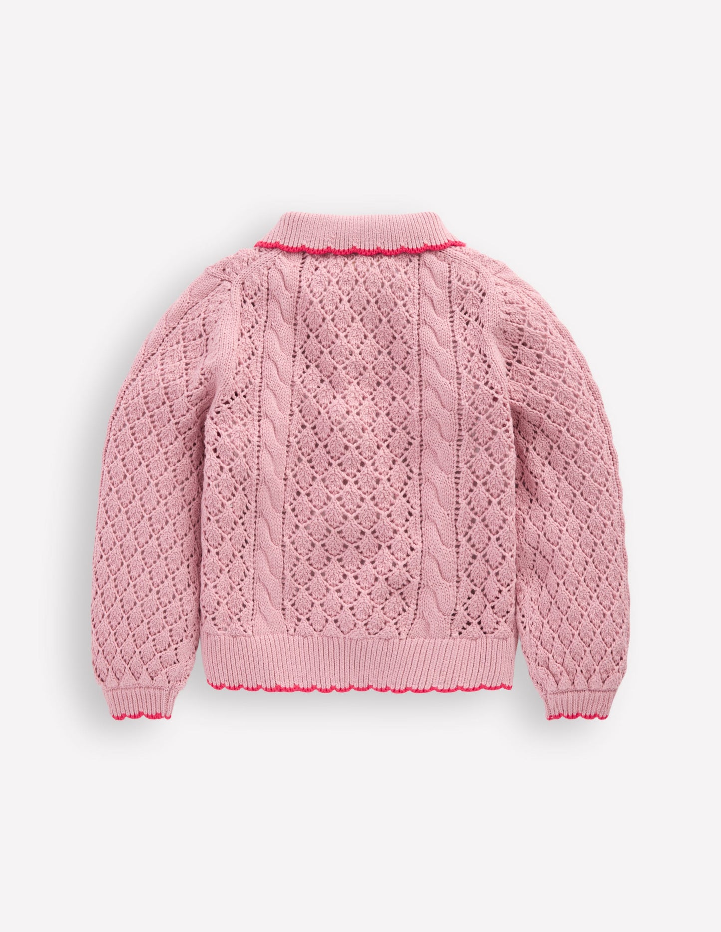 Bestickte Baumwoll-Strickjacke-Vintage-Rosa
