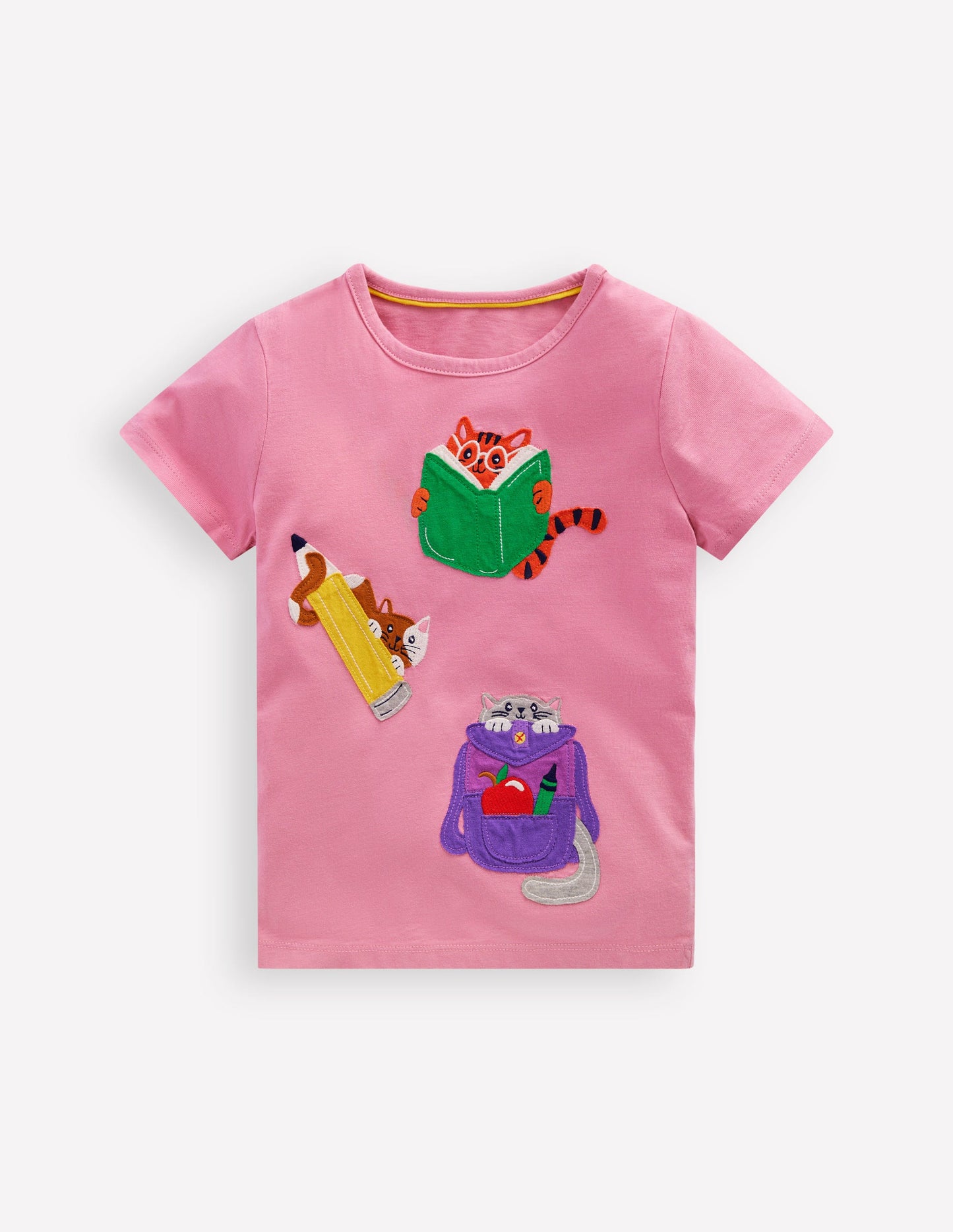 T-Shirt mit Applikation-Formica-Rosa Haustiere Schule