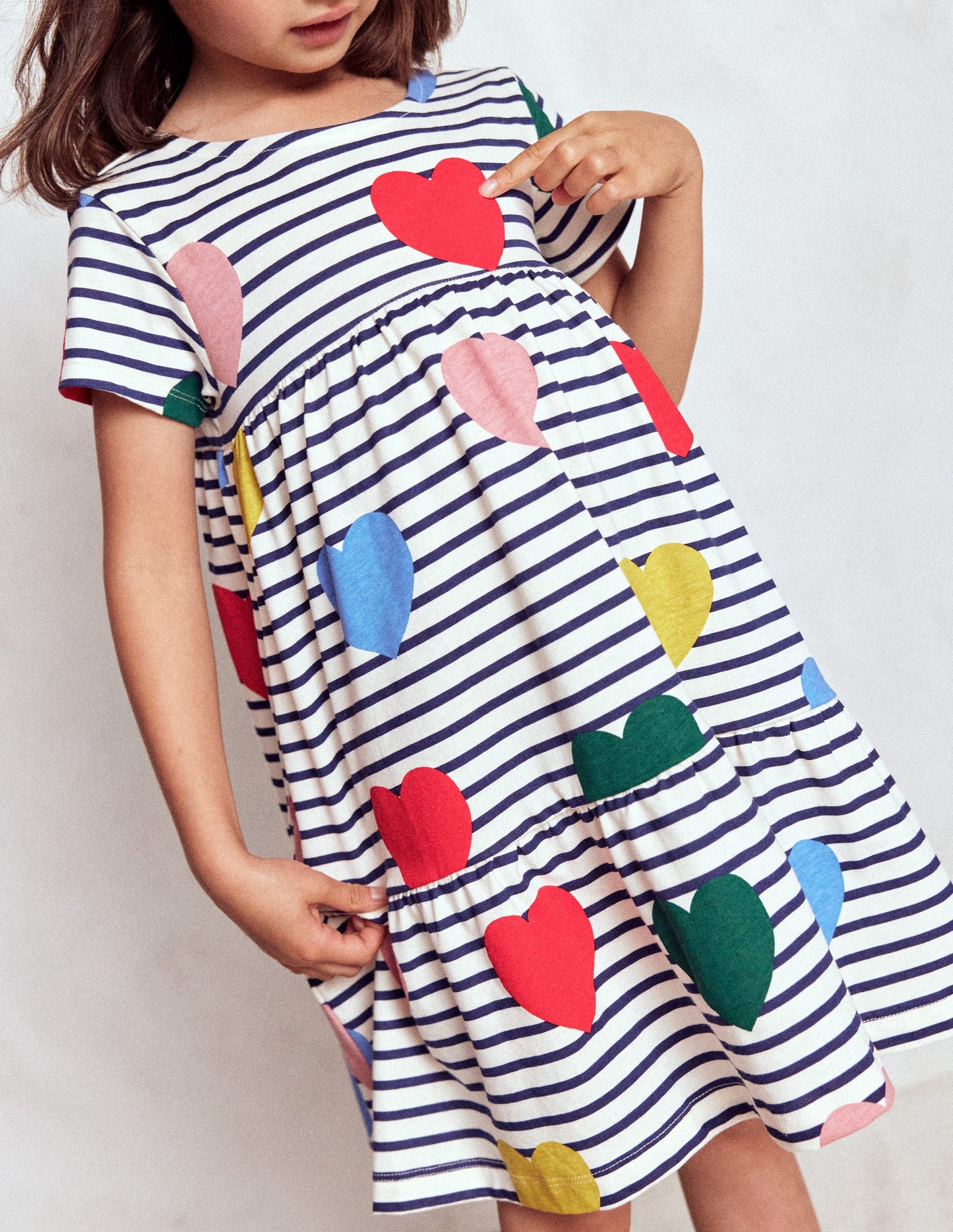 Ariel Jerseykleid zum Herumwirbeln-Bunt Herz Streifen