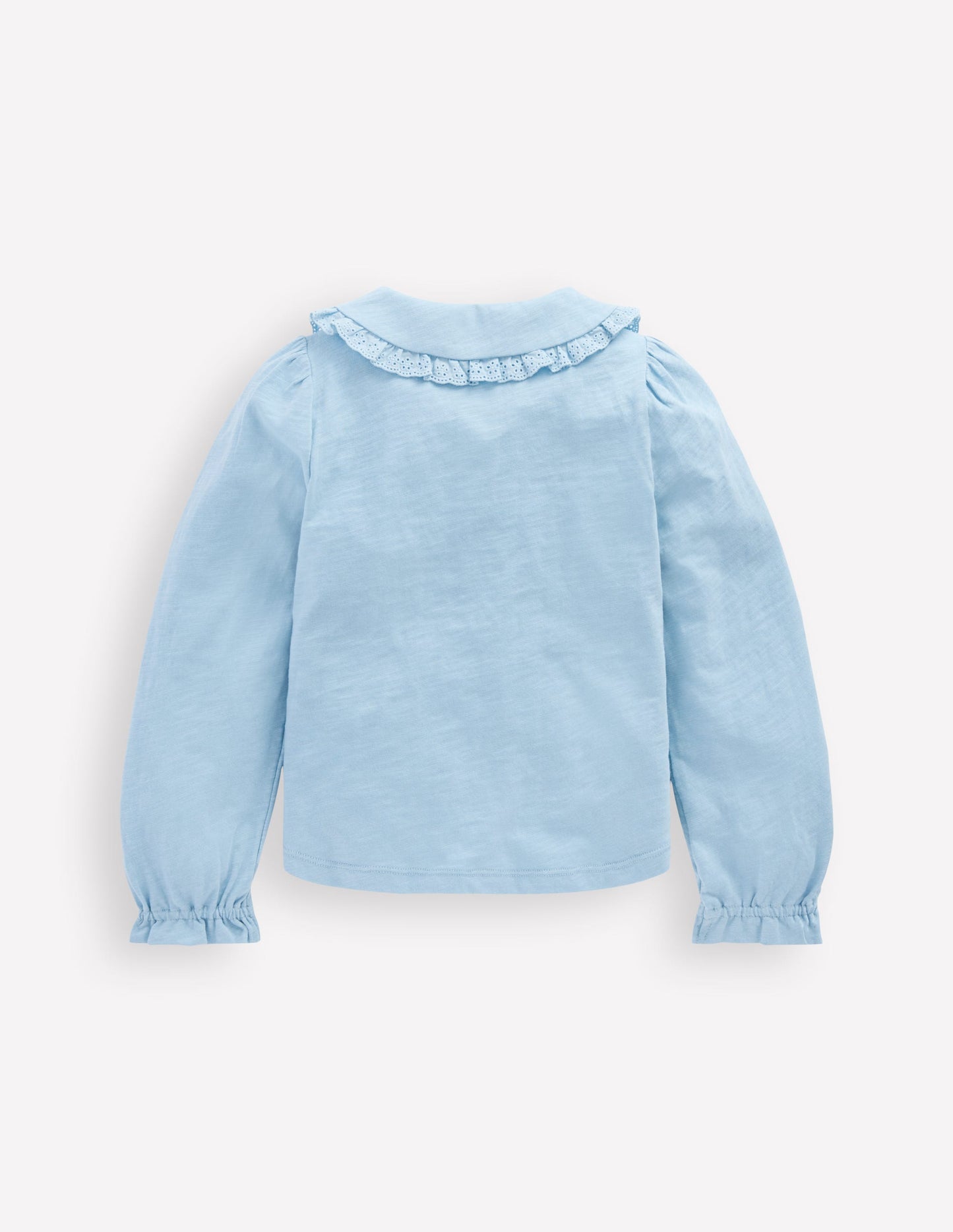Flammgarn-Oberteil mit Kragen-Vintage Blau