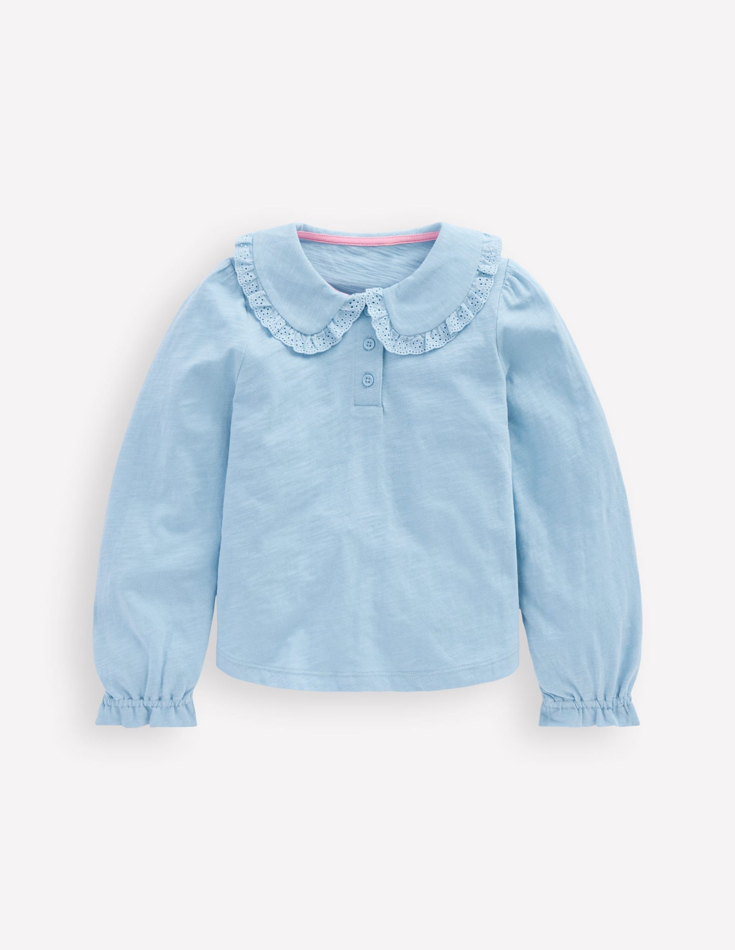 Flammgarn-Oberteil mit Kragen-Vintage Blau