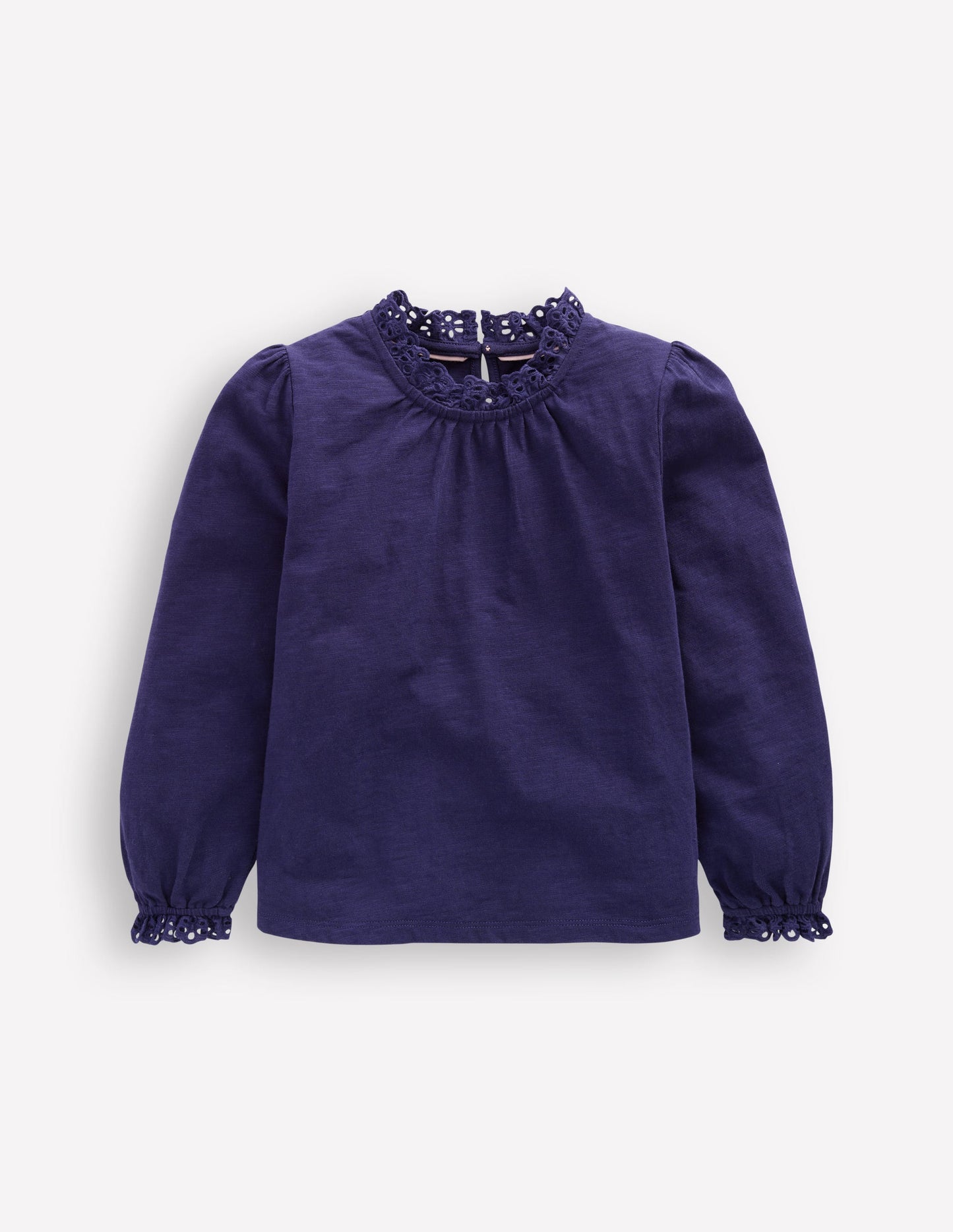 Jerseyoberteil mit Lochstickerei-Steuerbordblau