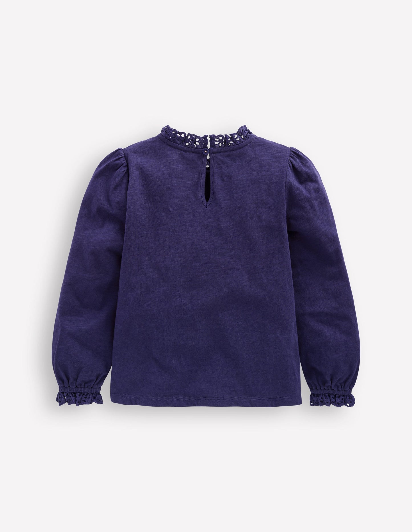 Jerseyoberteil mit Lochstickerei-Steuerbordblau