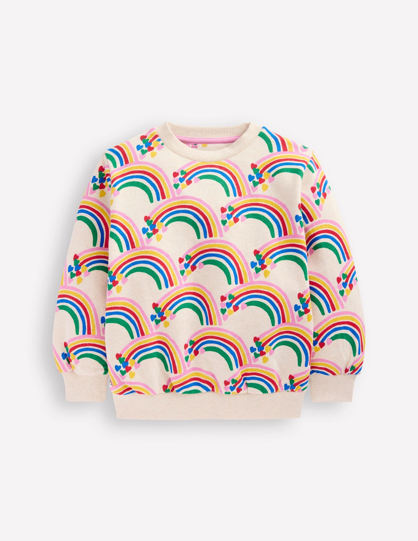 Sweat imprimé-Cœurs arc-en-ciel avoine chiné