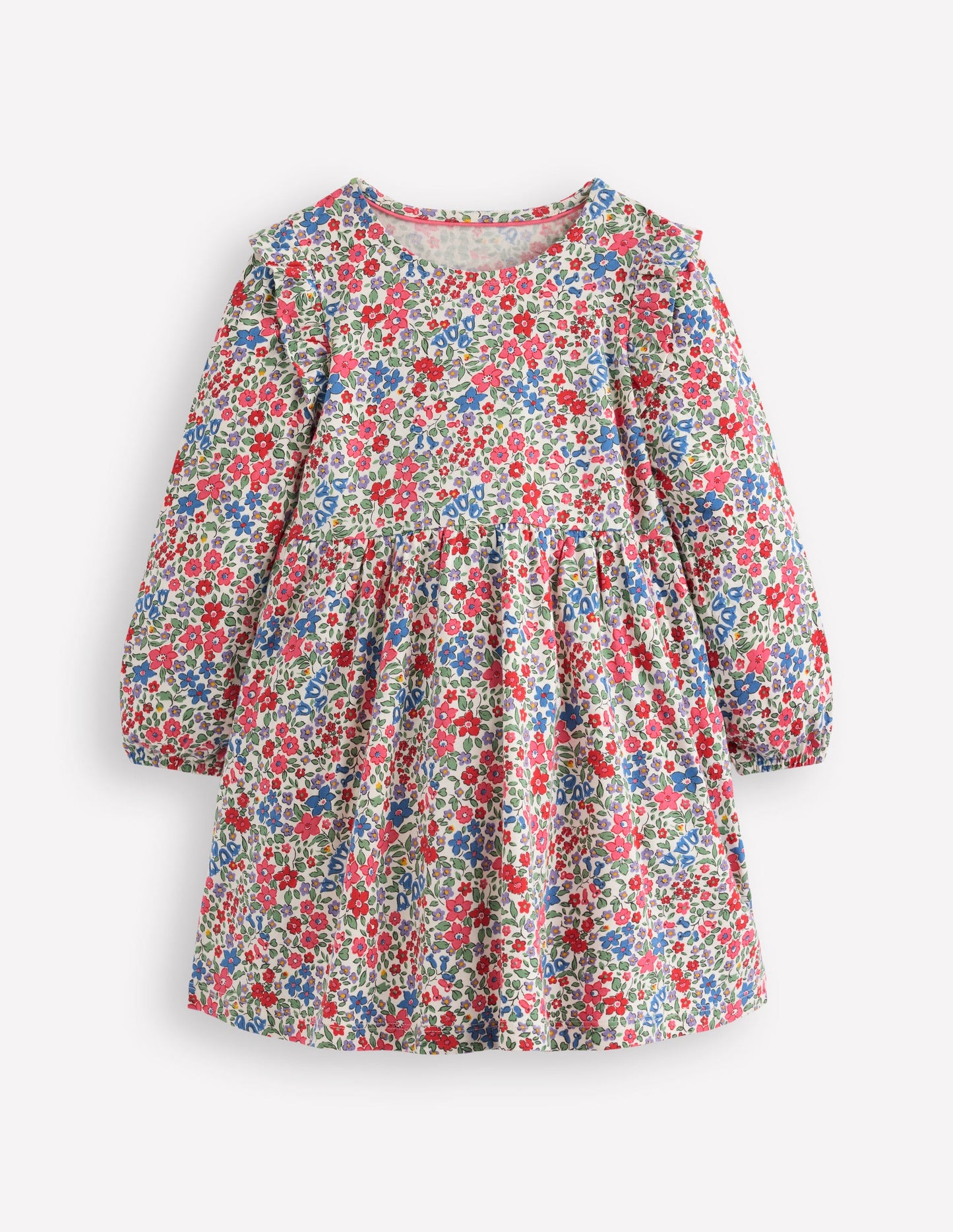 Posie Langärmliges Jerseykleid-Rosarot Blumenbeet