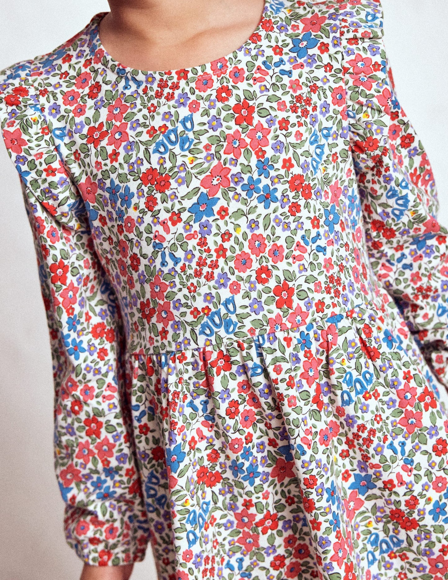 Posie Langärmliges Jerseykleid-Rosarot Blumenbeet