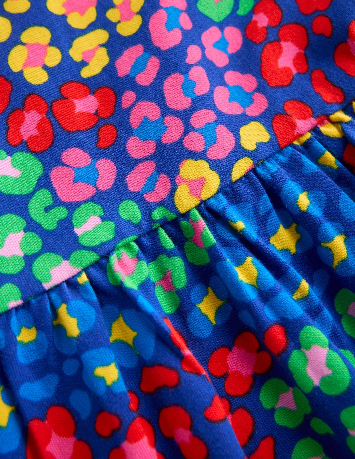 Posie Long Sleeve Jersey Dress-Bright Blue Rainbow Leopard