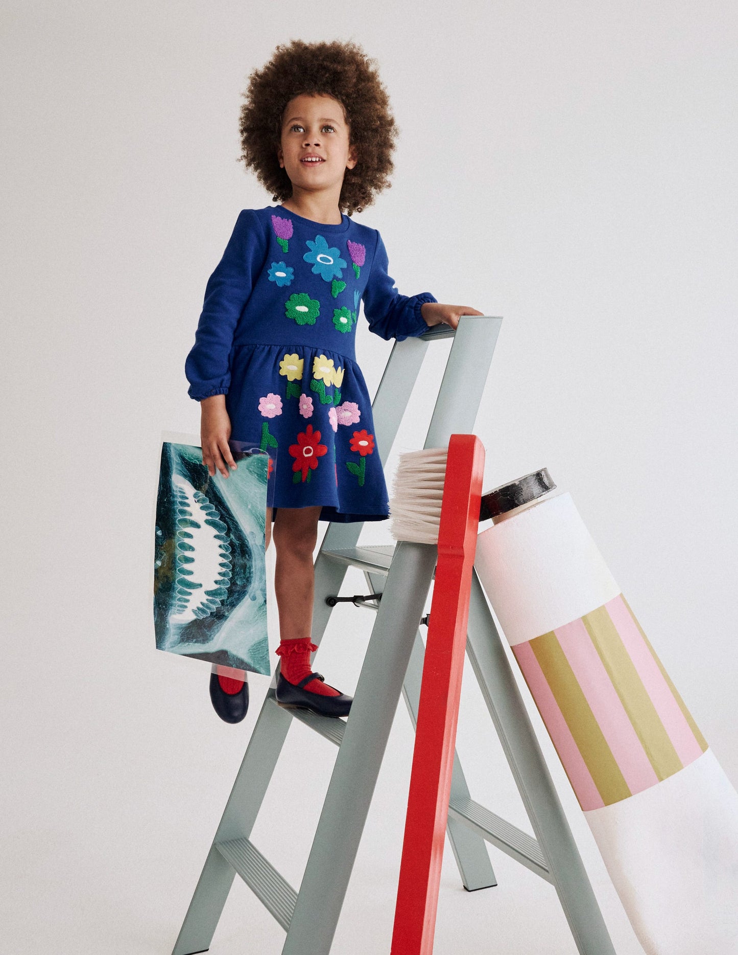 Sweatshirtkleid mit Applikation-Saphirblau Blumen