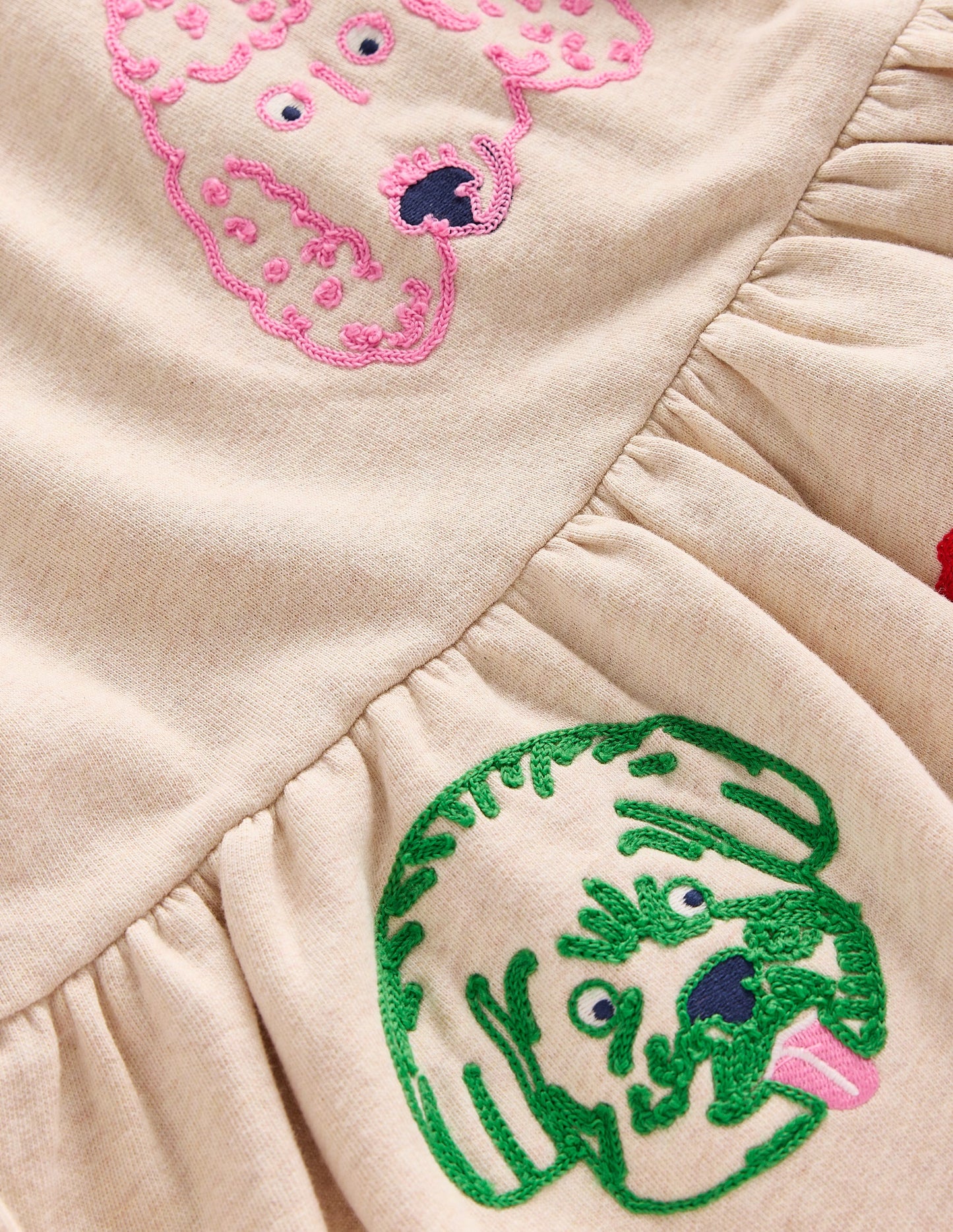 Robe-sweat à appliqué-Visages de chien avoine