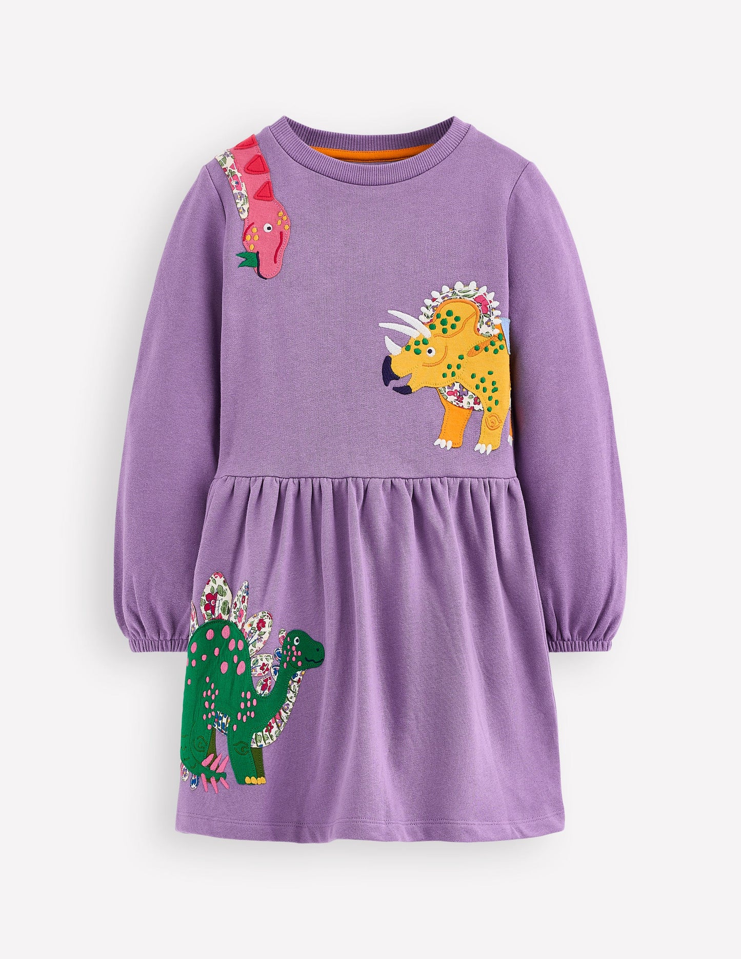 Sweatshirtkleid mit Applikation-Asternlila Dinosaurier