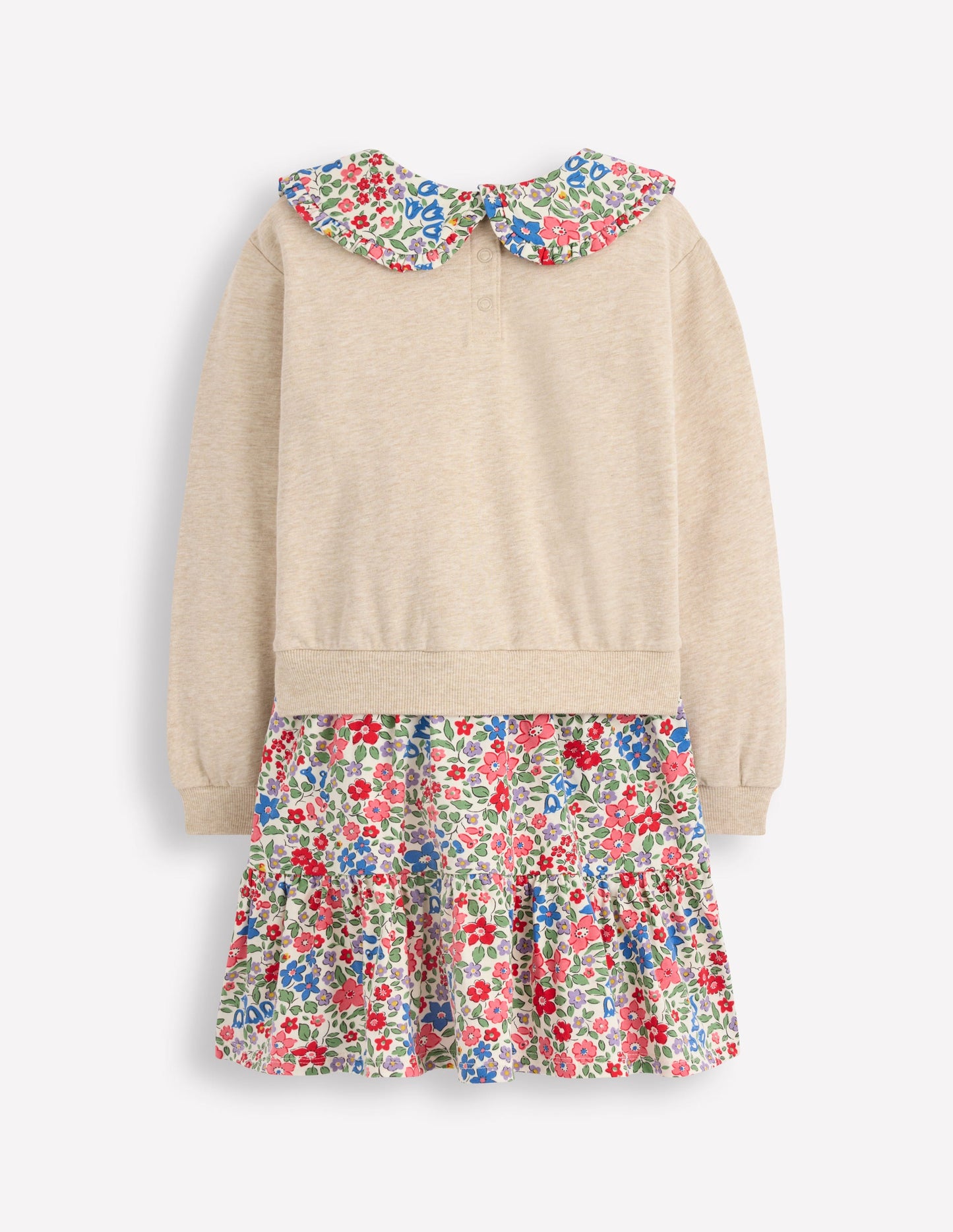 2-in-1-Sweatshirtkleid-Naturweiß/Beere, Blumenmuster