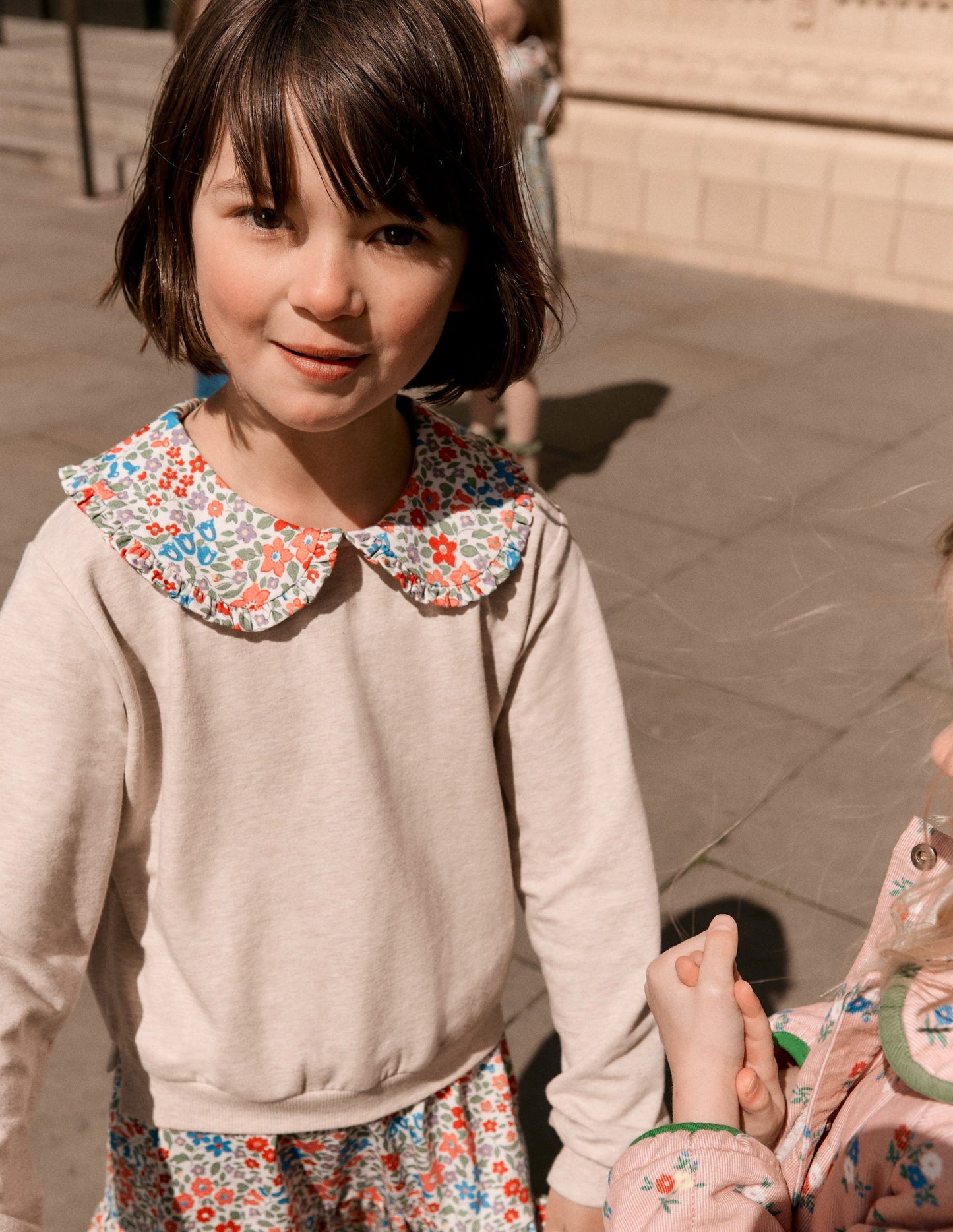 2-in-1-Sweatshirtkleid-Naturweiß/Beere, Blumenmuster