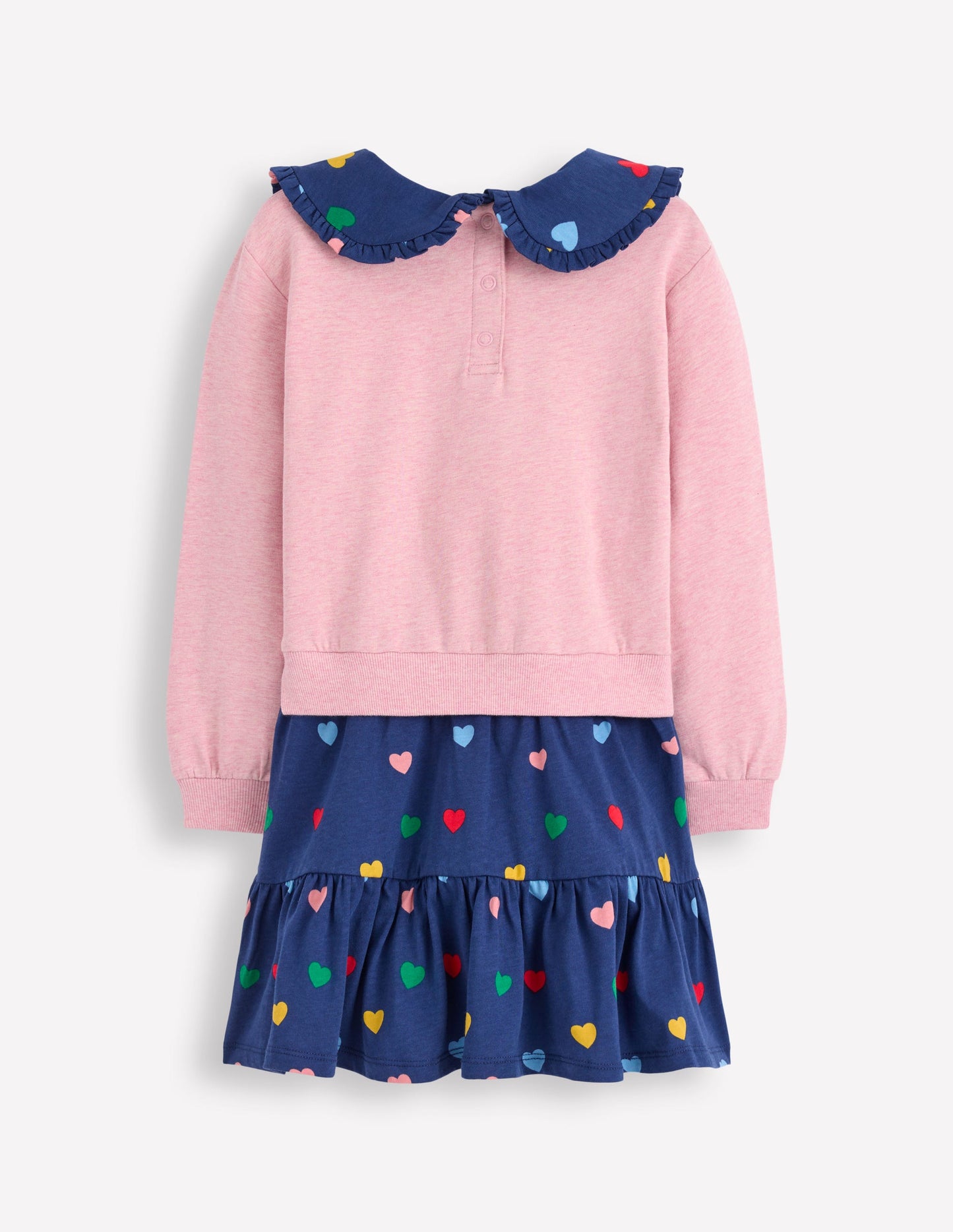 2-in-1-Sweatshirtkleid-Steuerbordblau Bunte Herzen