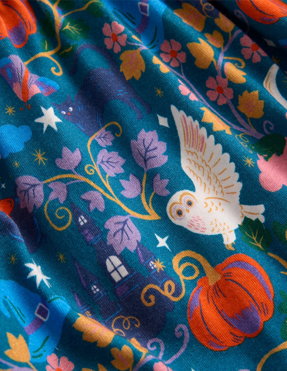 Aurora Langärmliges Kleid-Tiefseeblau Gruselmotive