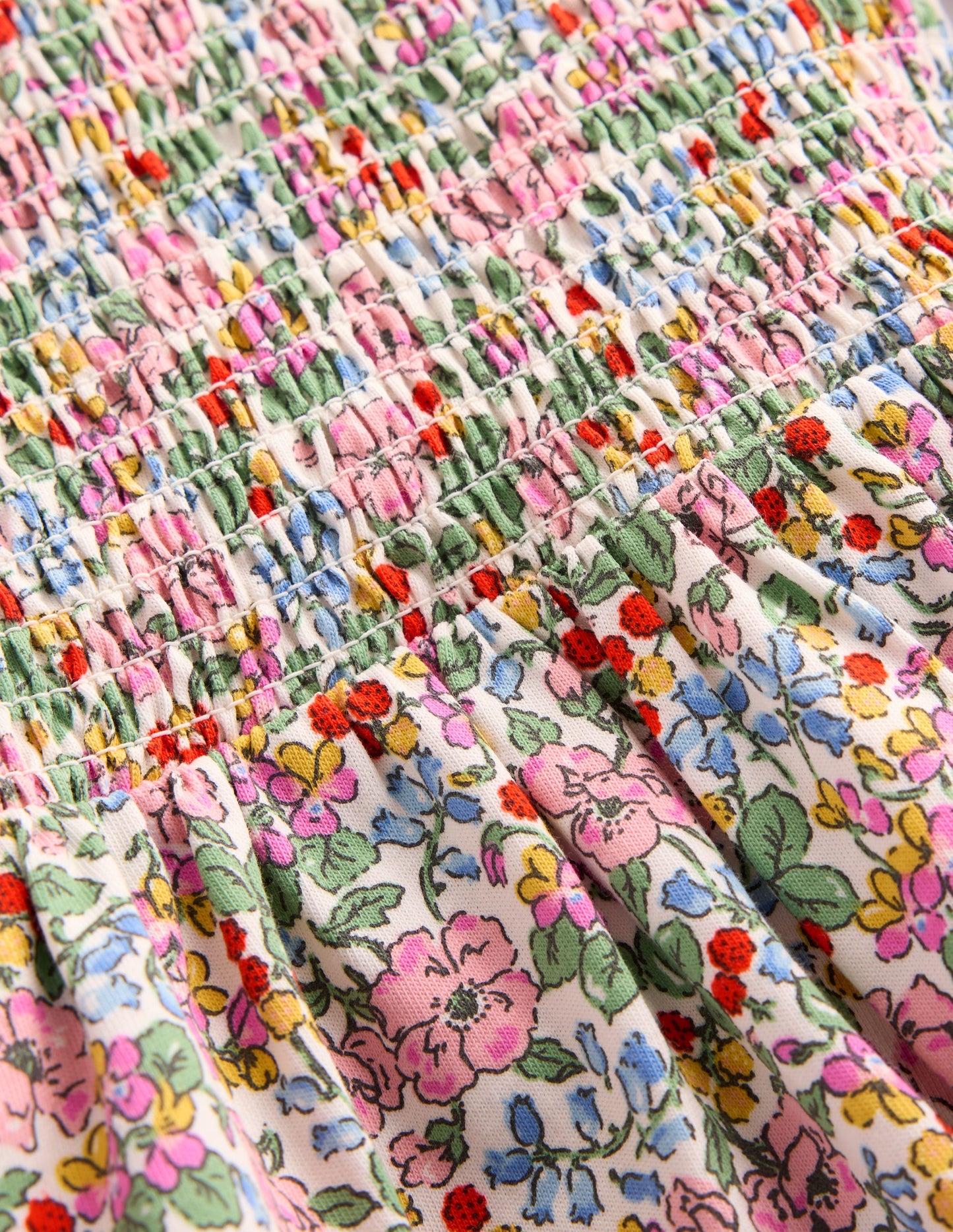 Aurora Langärmliges Kleid-Weiches Naturweiß Beere Blumenmuster