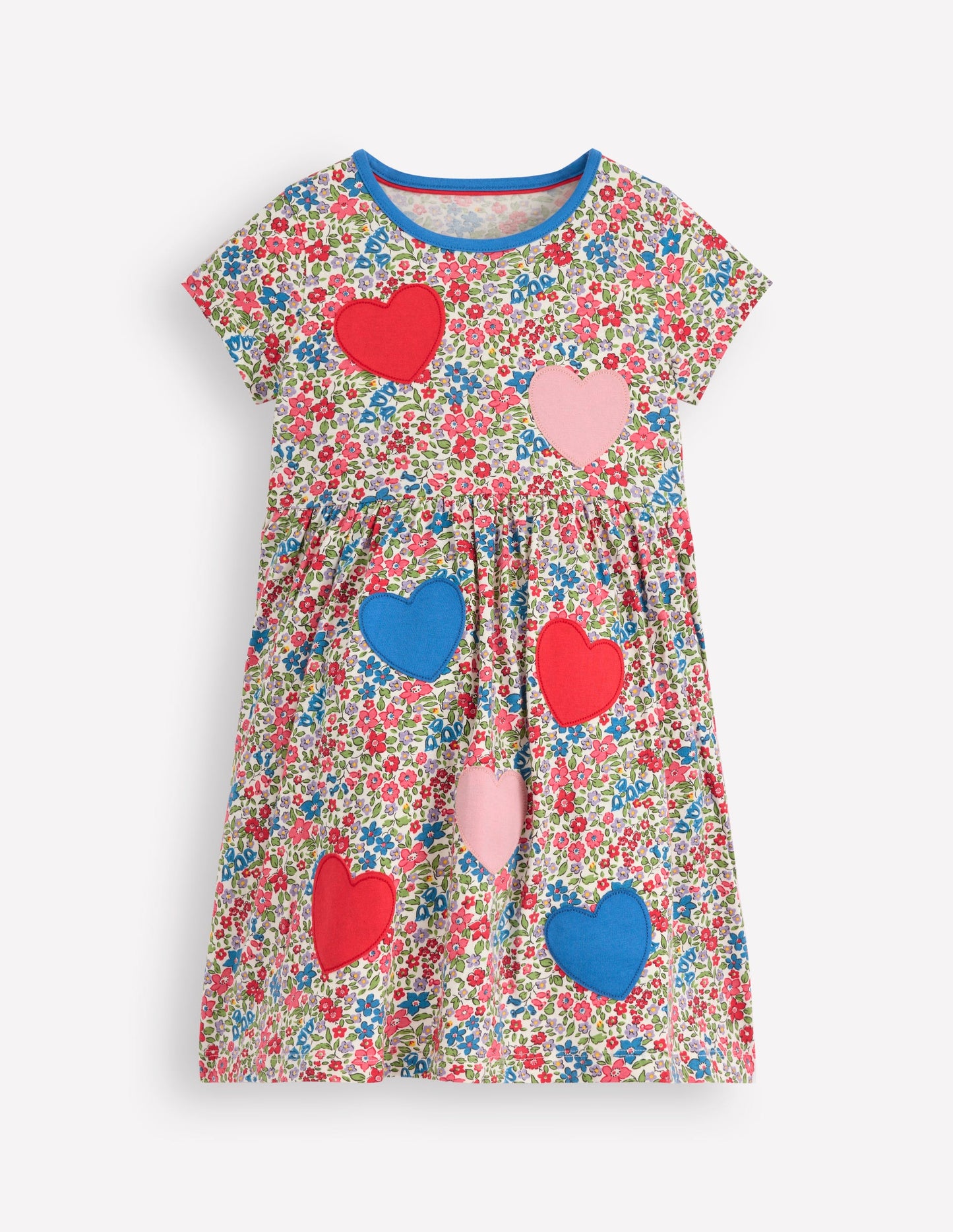 T-Shirt-Kleid mit Applikationen-Rosarot Blumenbeet Herzen