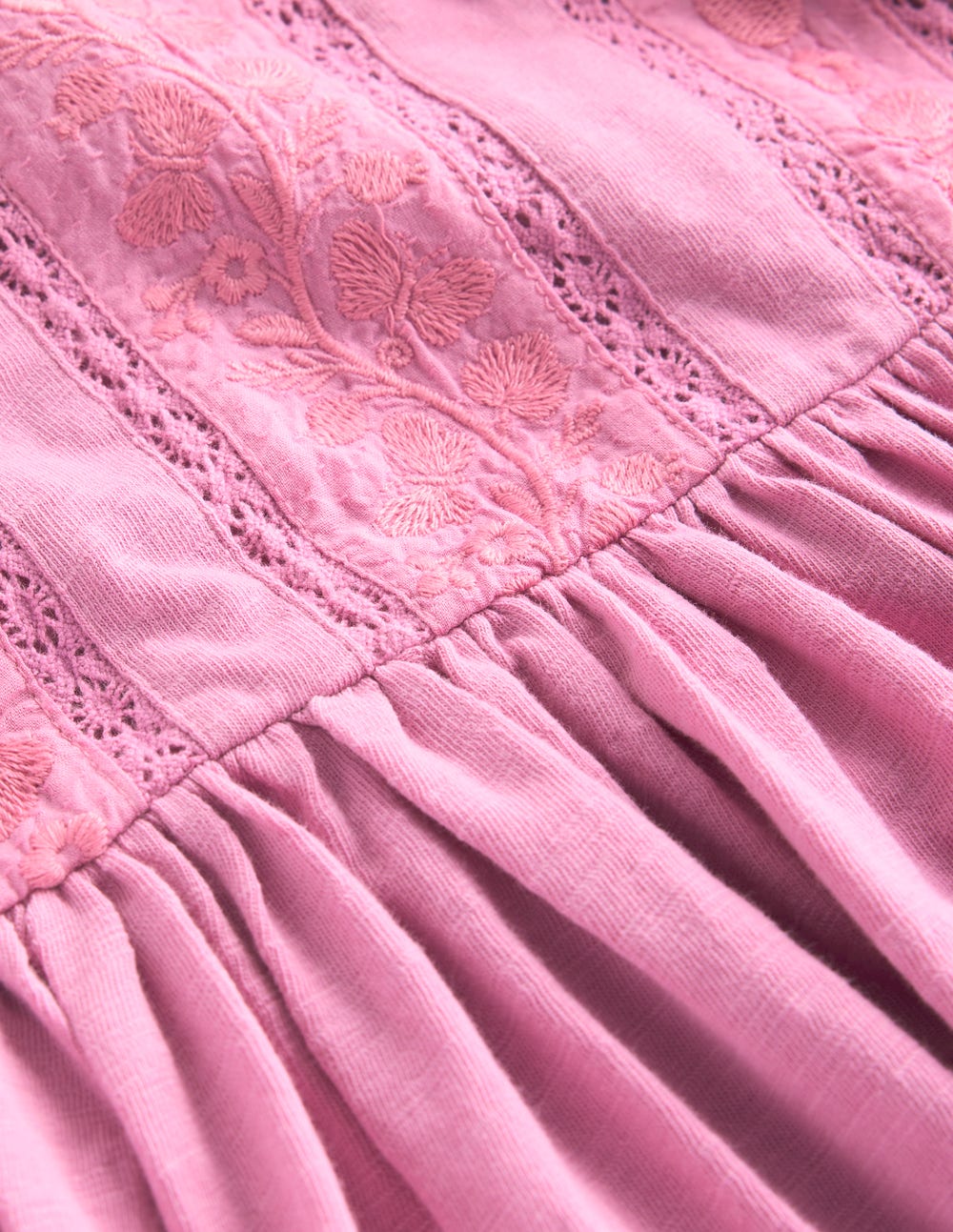 Jerseykleid mit Spitzenbesatz-Kirschblütenrosa