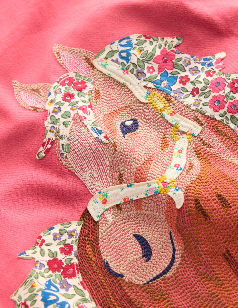 Langarmshirt mit Superstich-Design-Zuckerwattenrosa Pferde
