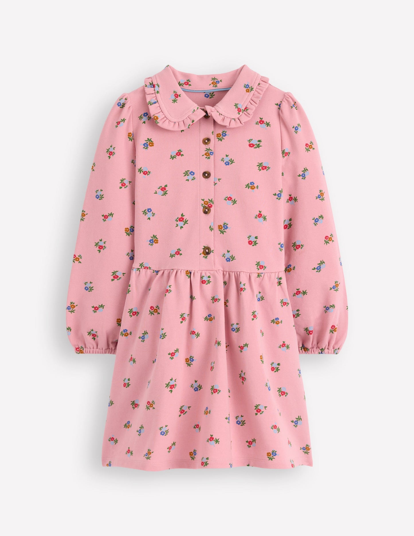 Kuscheliges Jersey-Hemdblusenkleid-Vintage-Rosa Blümchenmuster
