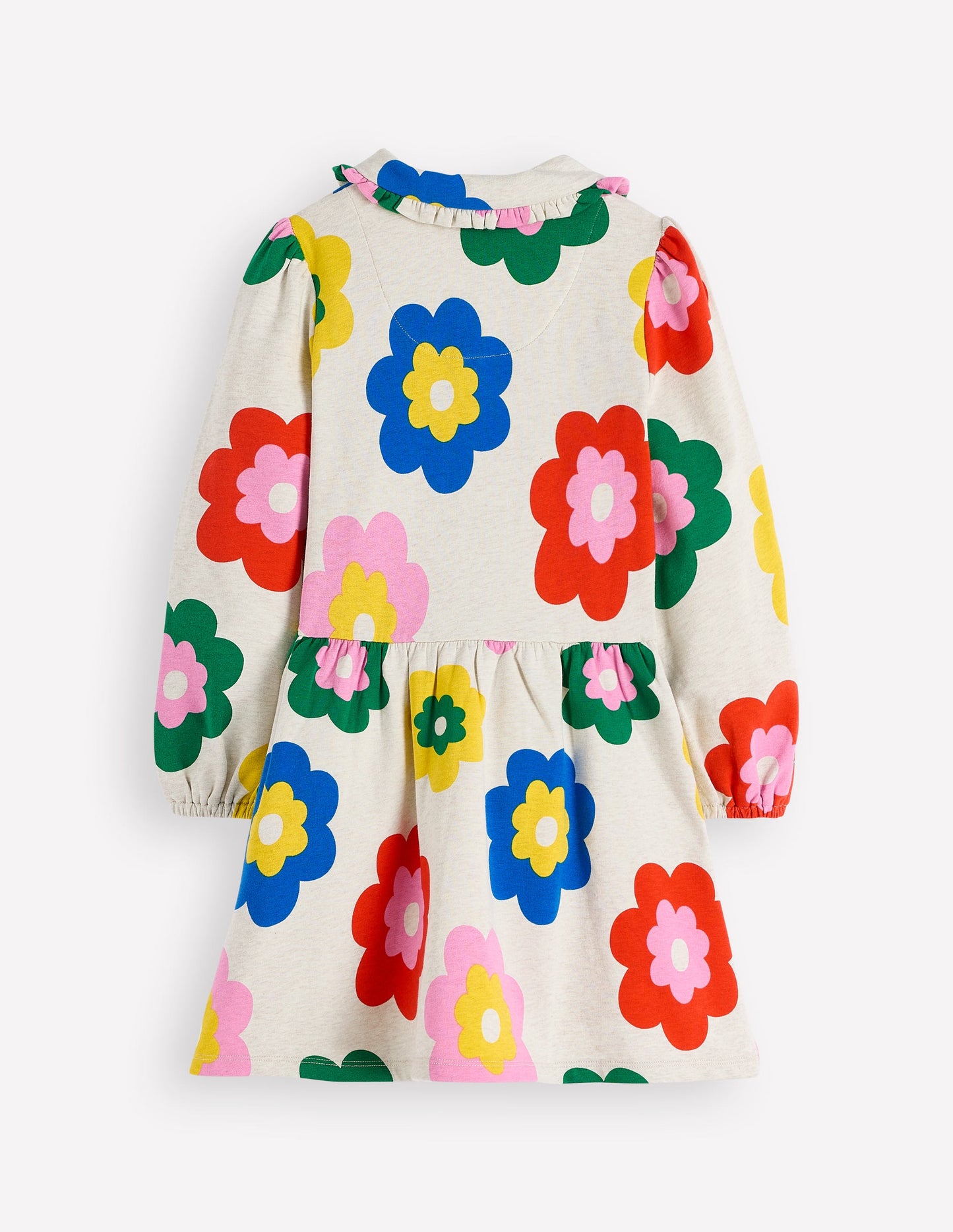Kuscheliges Jersey-Hemdblusenkleid-Bunt Große Blume