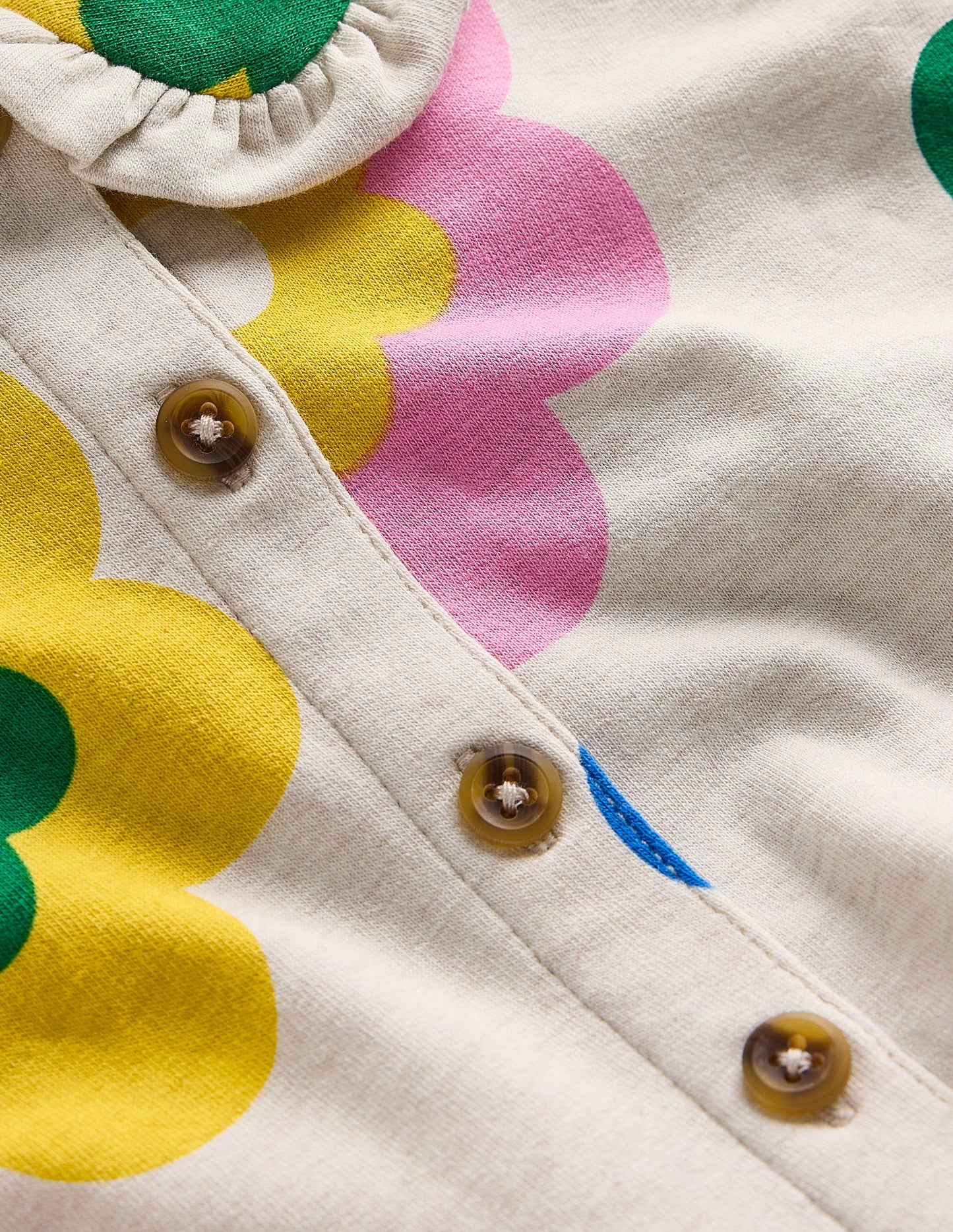 Kuscheliges Jersey-Hemdblusenkleid-Bunt Große Blume