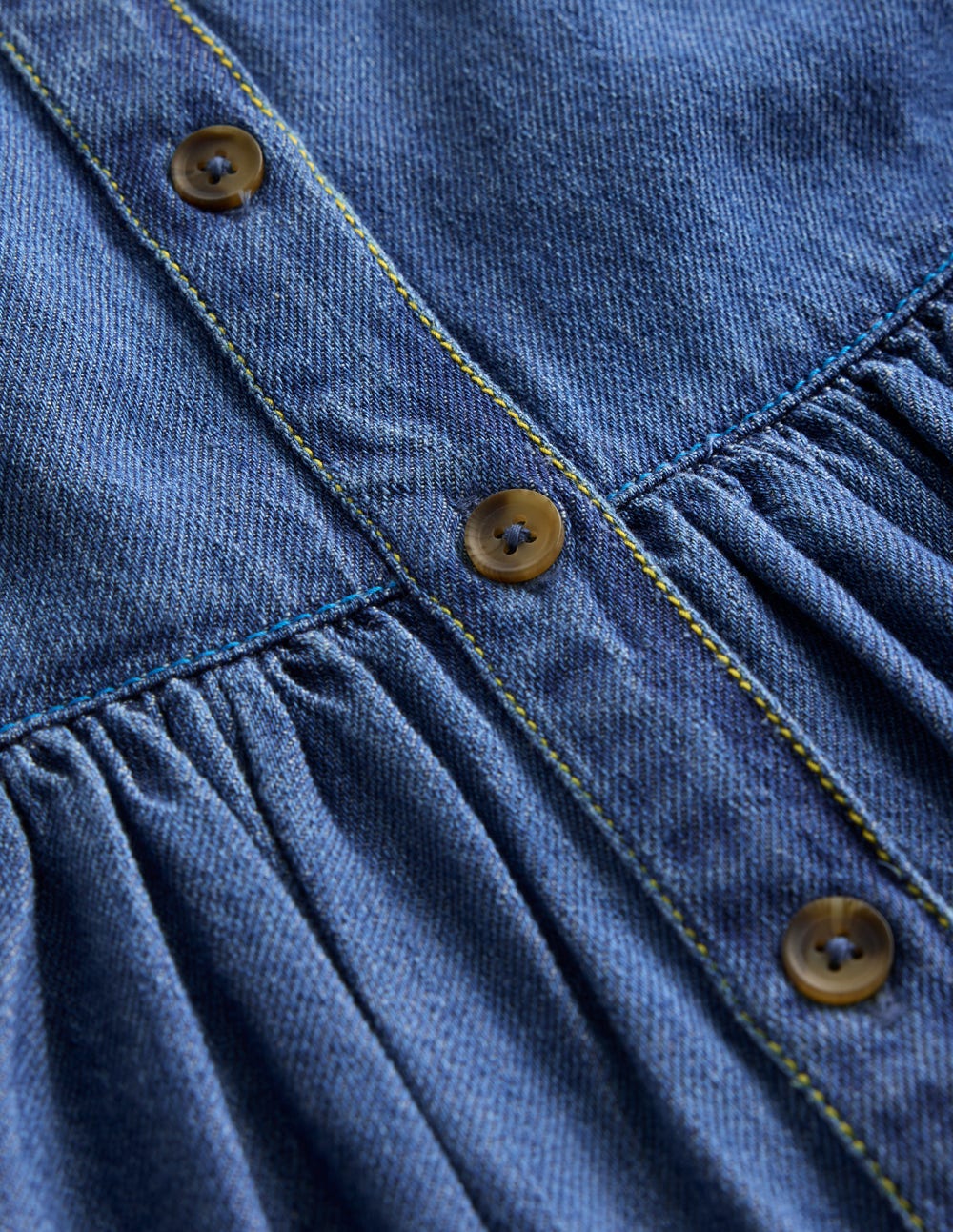 Schürzenkleid mit durchgehender Knopfleiste-Mittlere Mischung Denim
