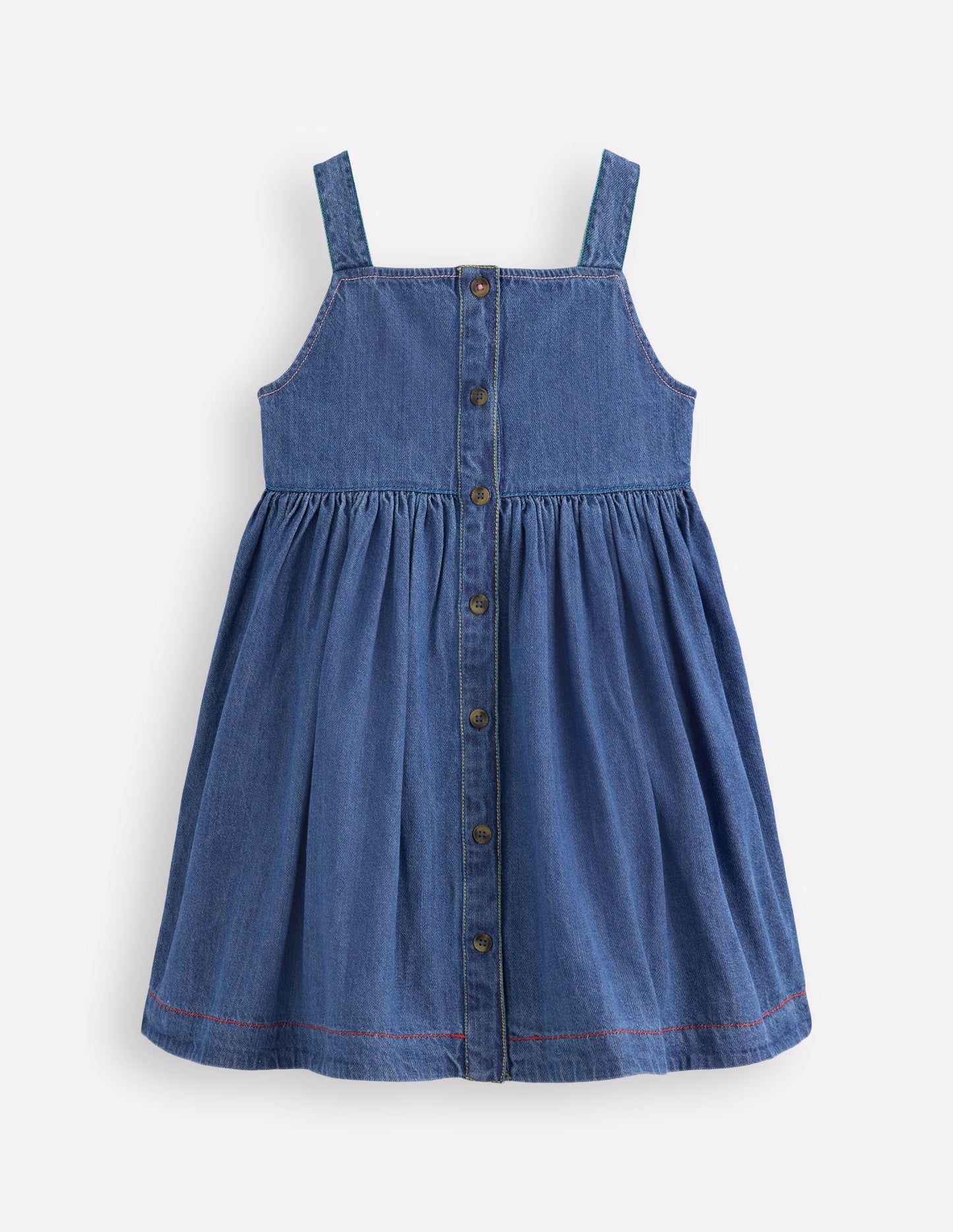Schürzenkleid mit durchgehender Knopfleiste-Mittlere Mischung Denim
