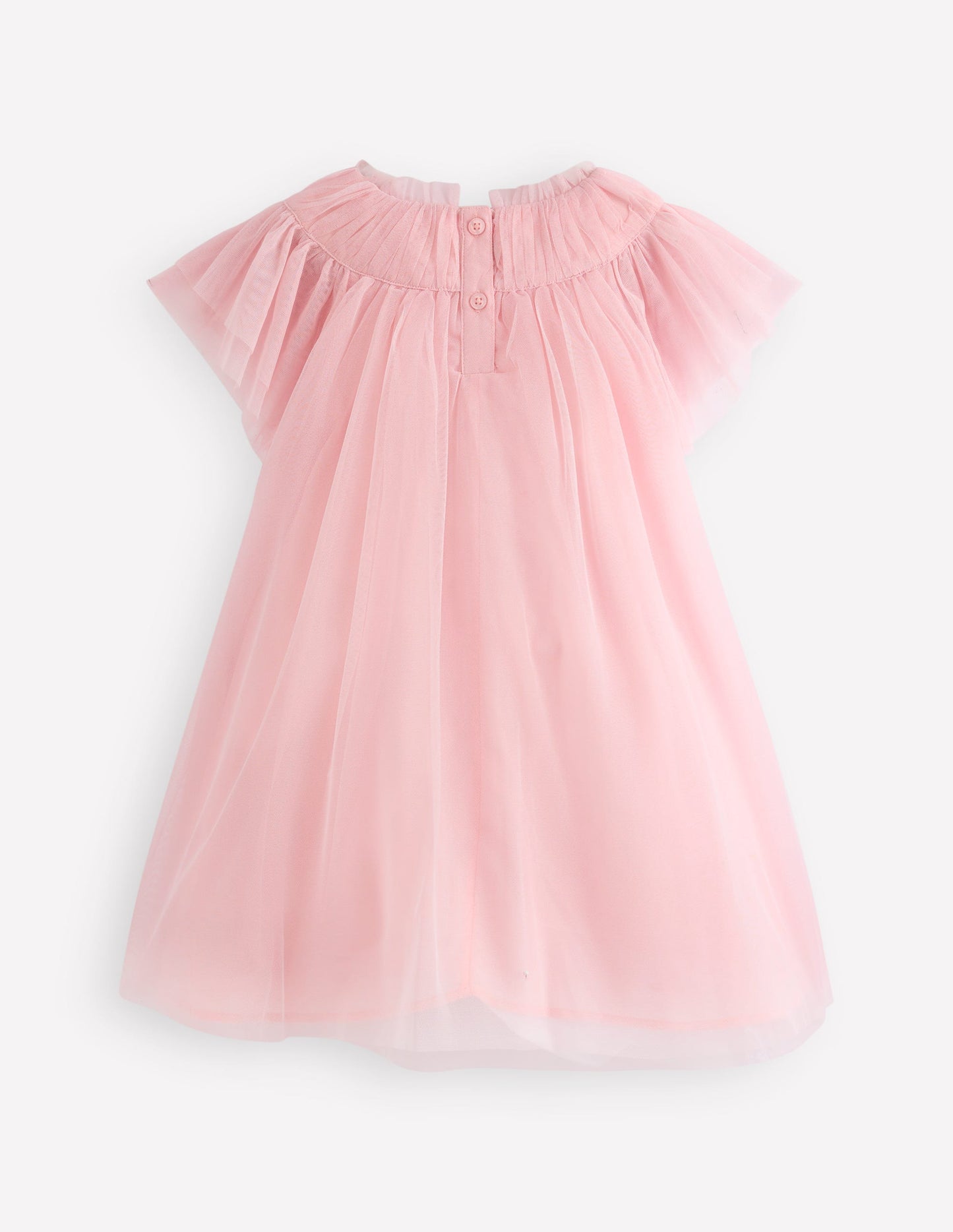 Tüllkleid mit Applikationen-Kreiderosa Blume