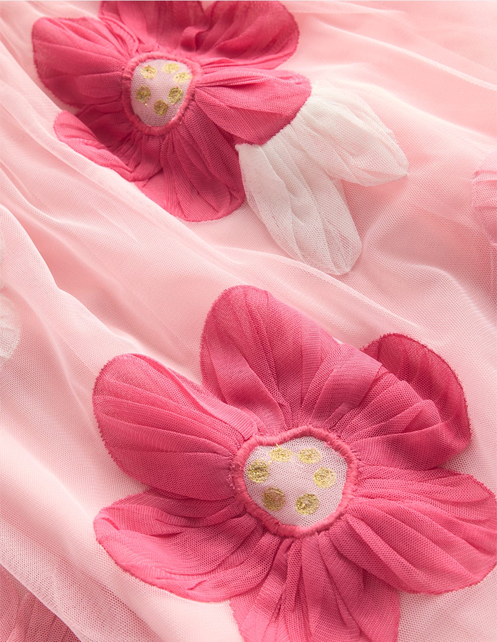 Tüllkleid mit Applikationen-Kreiderosa Blume