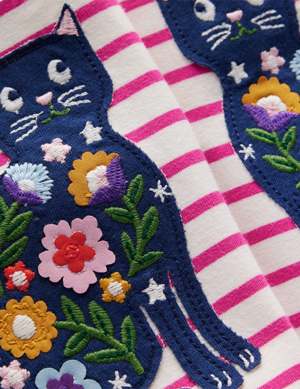Legging à appliqué-Chats ivoire doux/rose framboise