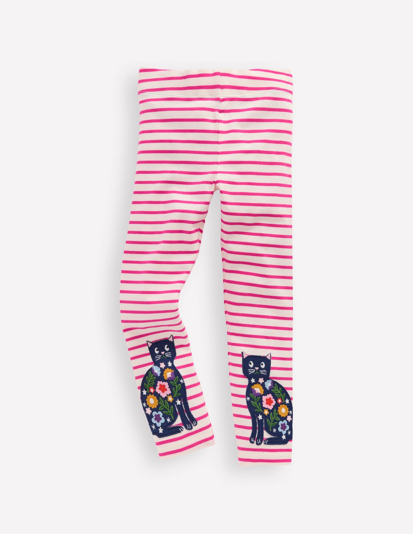 Legging à appliqué-Chats ivoire doux/rose framboise