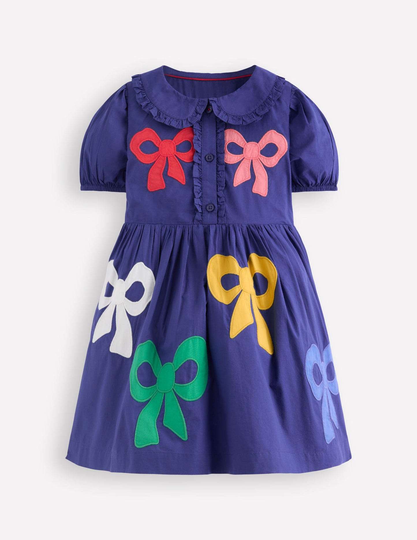Hemdblusenkleid mit applizierten Schleifen-Steuerbordblau Schleifen