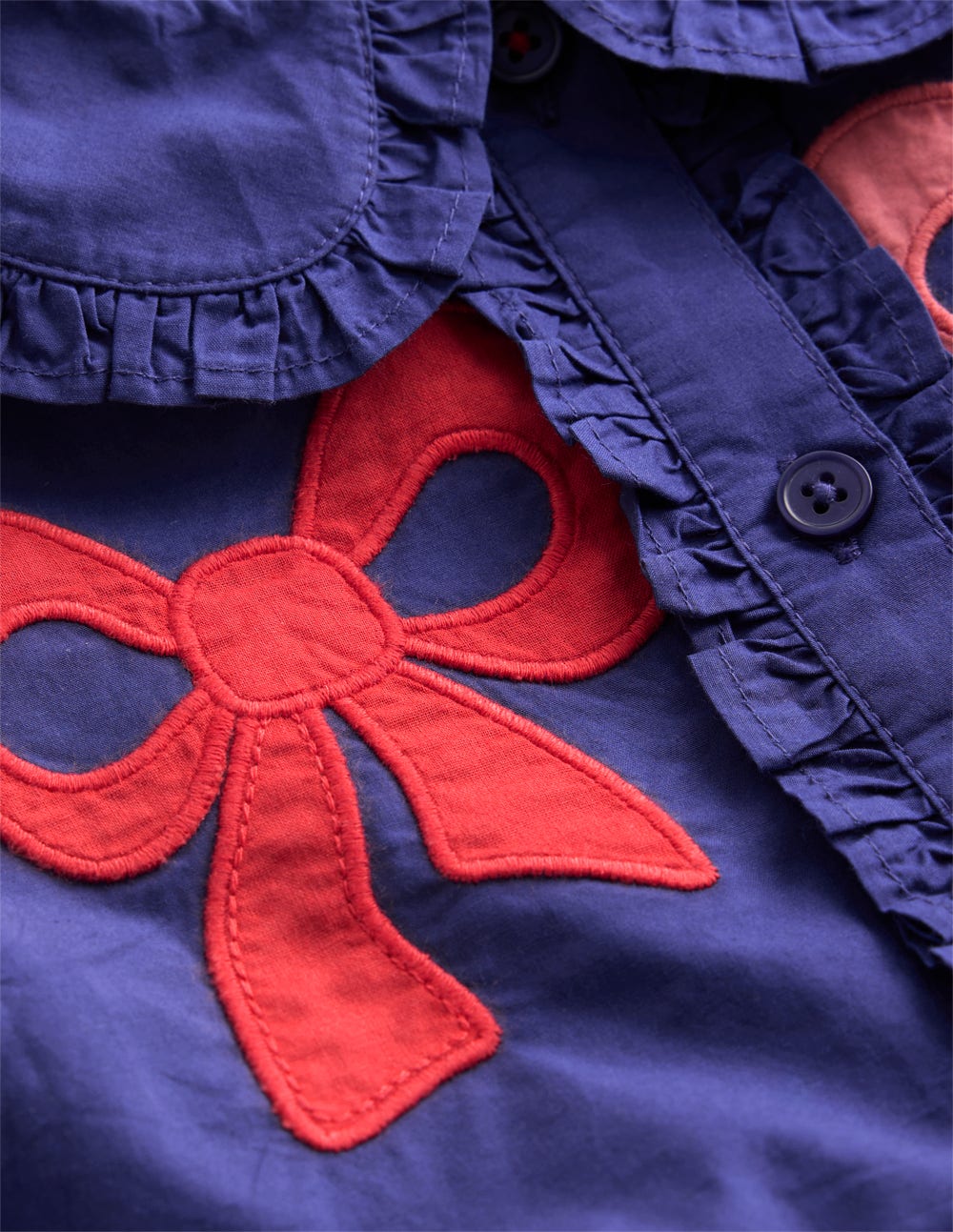 Hemdblusenkleid mit applizierten Schleifen-Steuerbordblau Schleifen