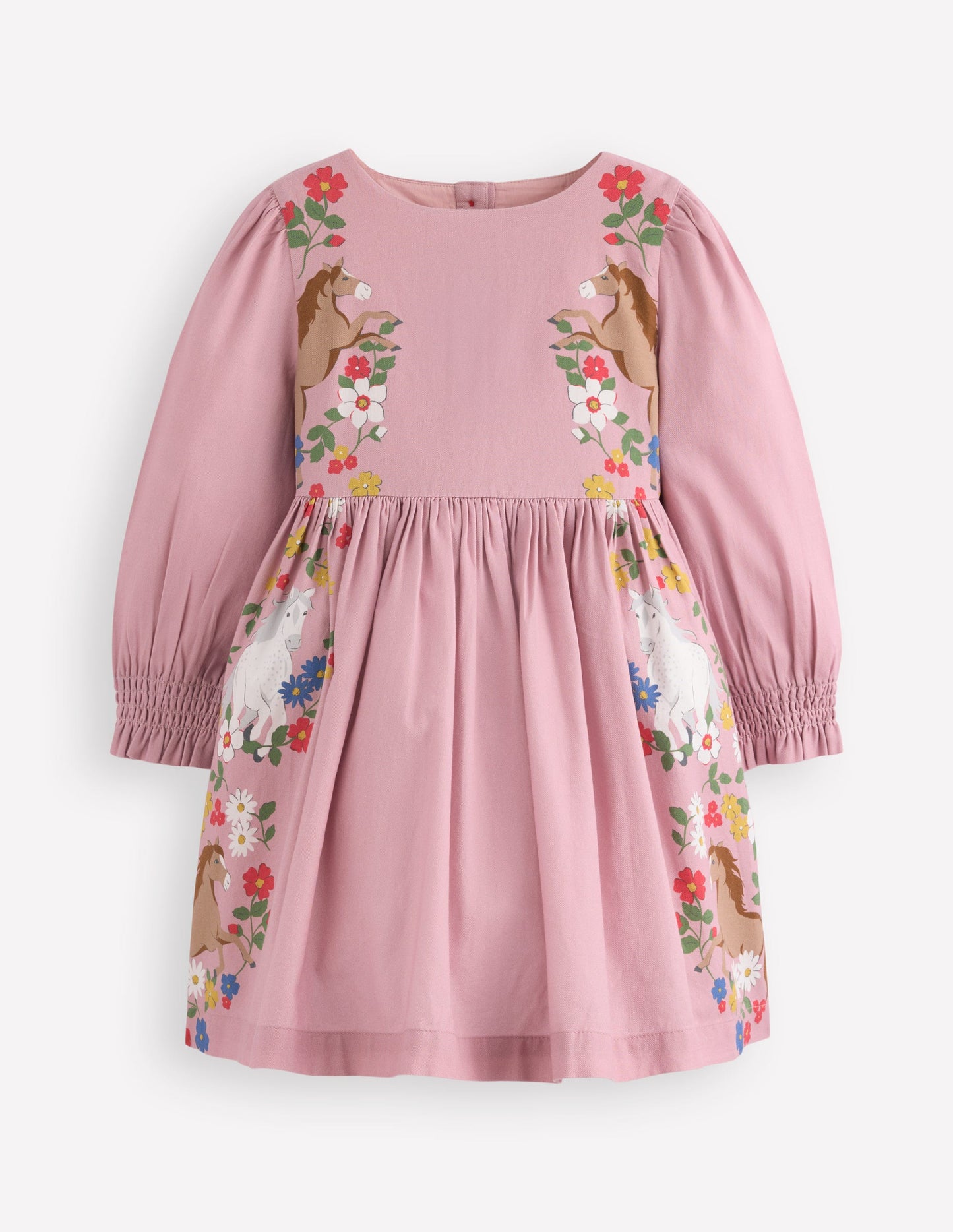 Madeline Langärmliges Kleid-Kirschblütenrosa Pferde