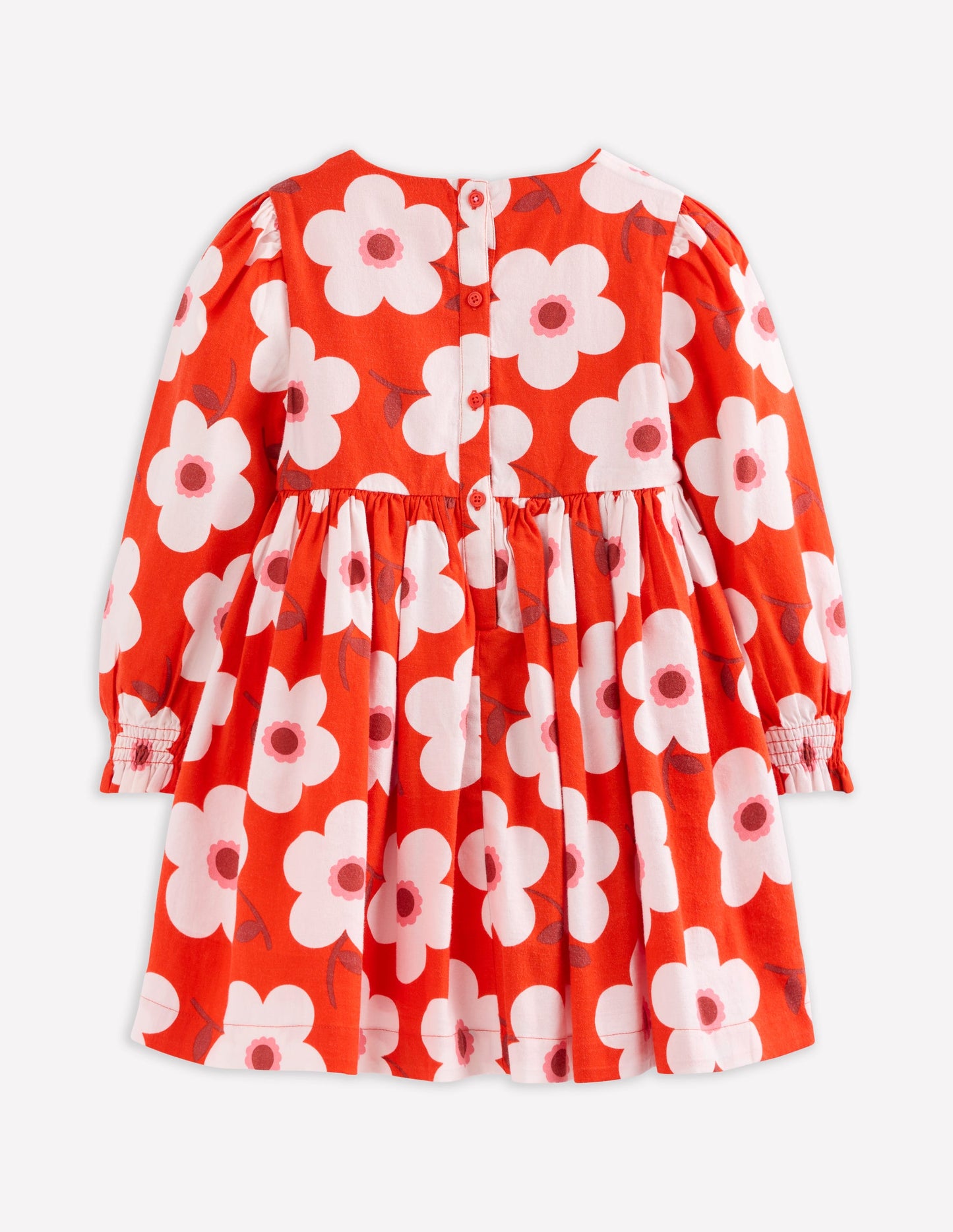Madeline Langärmliges Kleid-Abendrot-Orange Riesengänseblümchen