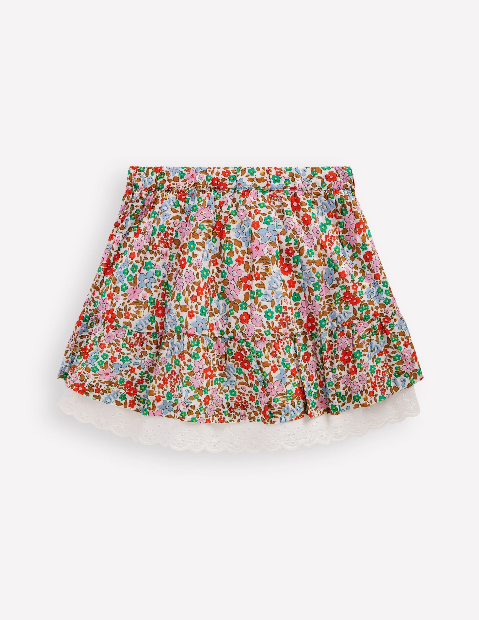 Printed Pull-on Woven Skirt-Rose Pink Flowerbed-2