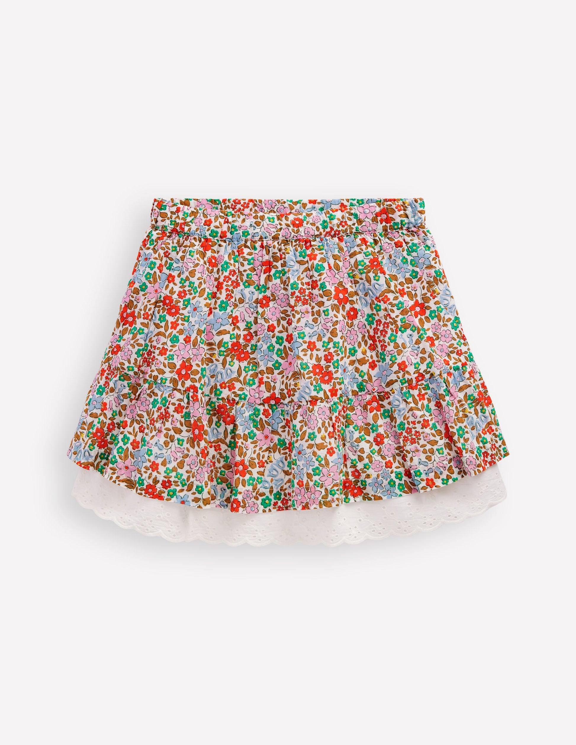 Printed Pull-on Woven Skirt-Rose Pink Flowerbed-1