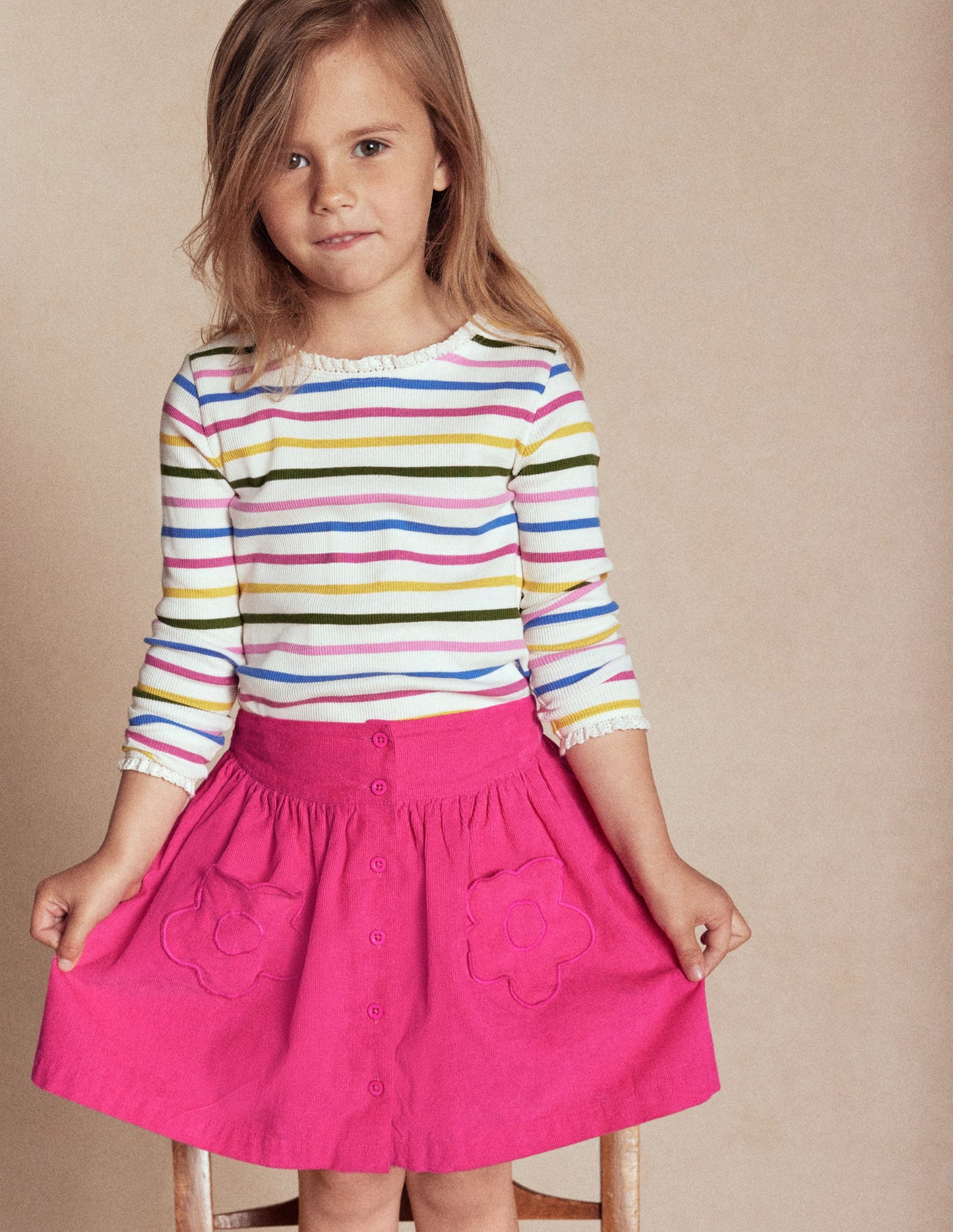 Minirock mit Knopfleiste-Himbeerrosa