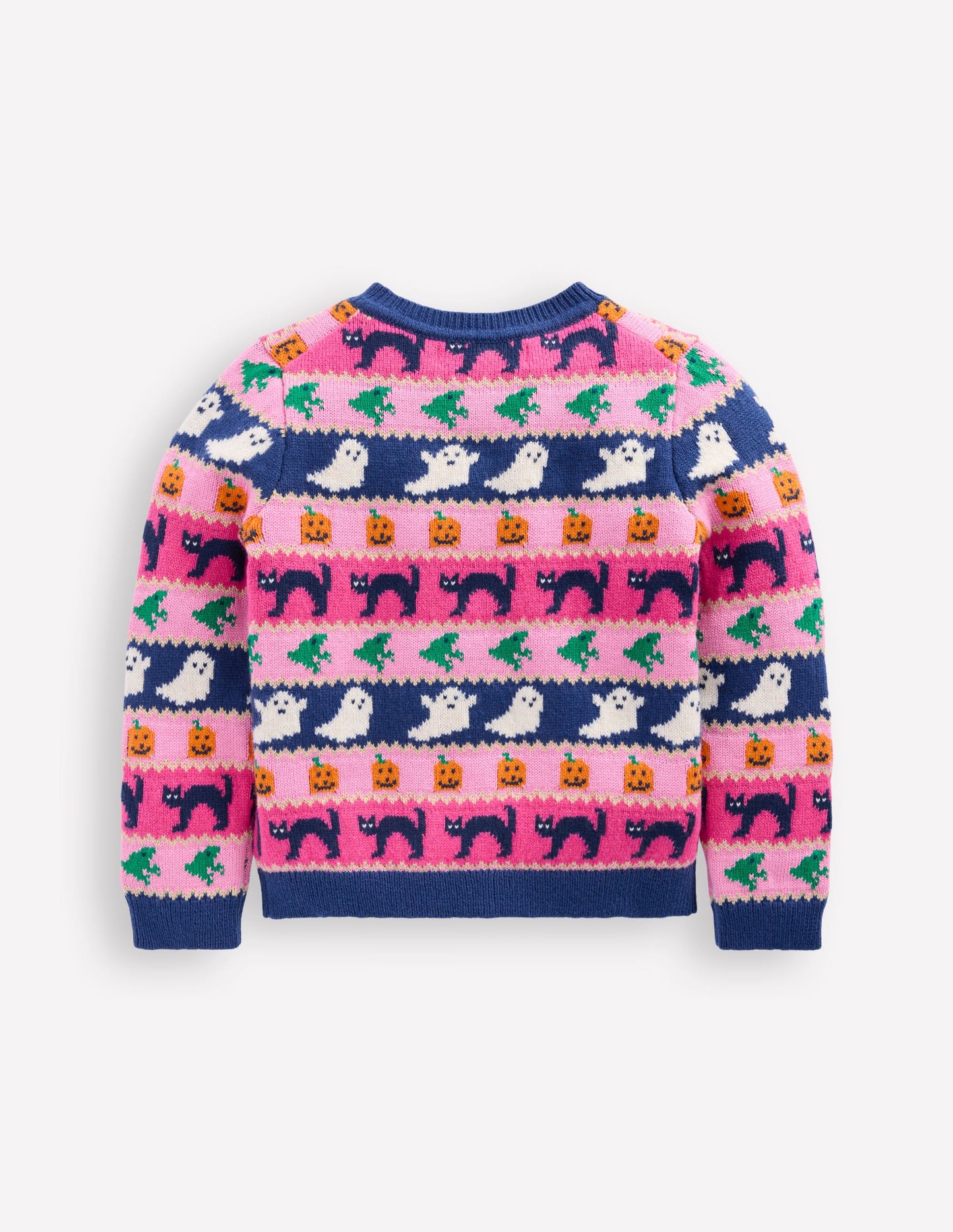 Edie Fair-Isle-Strickjacke-Himbeerrosa Halloween