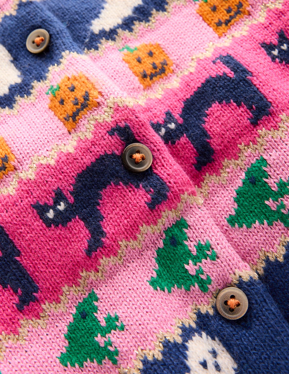 Edie Fair-Isle-Strickjacke-Himbeerrosa Halloween