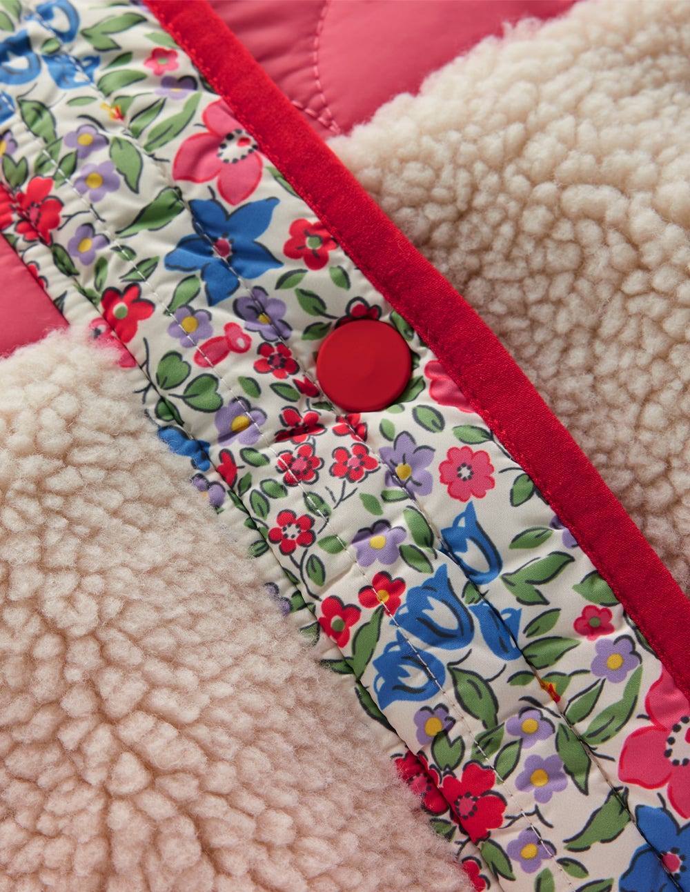 Janie Jacke aus Teddyfell-Mix-Rosarot Blumenbeet