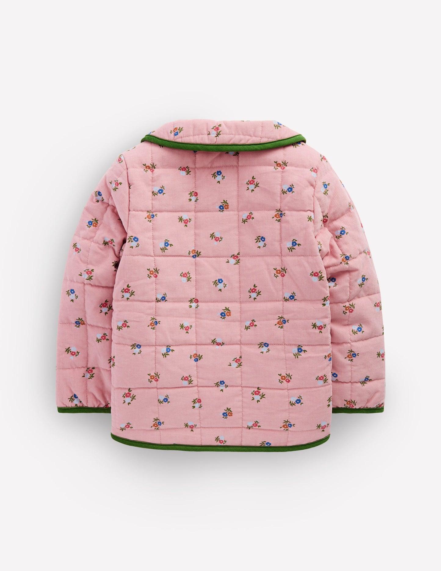 Jolie veste à col en velours côtelé-Motif petites fleurs rose vintage