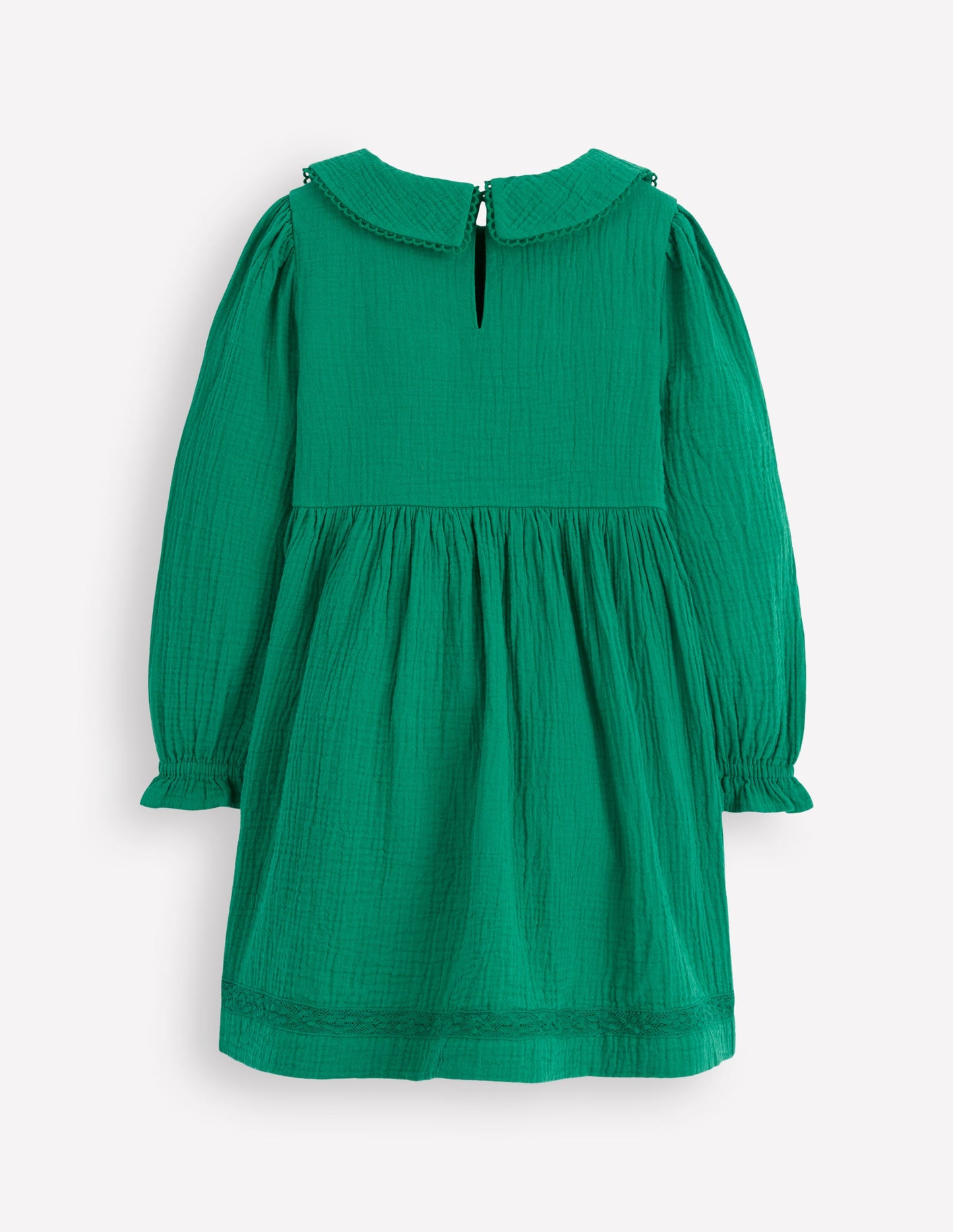Doppeltuch-Kleid mit Kragen-Waldgrün
