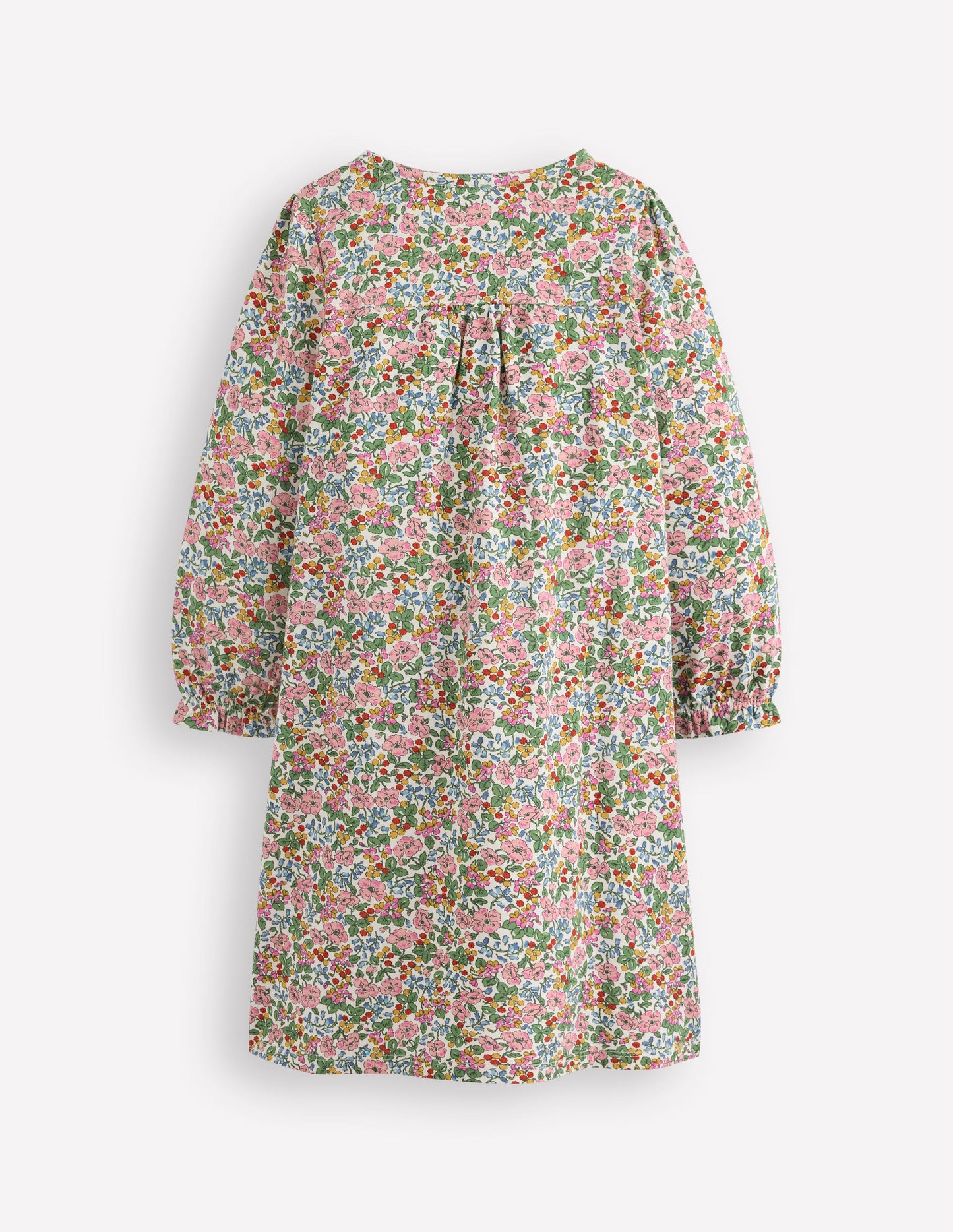 Langärmliges Nachthemd mit Druck-Kokosmilch Beere Blumenmuster